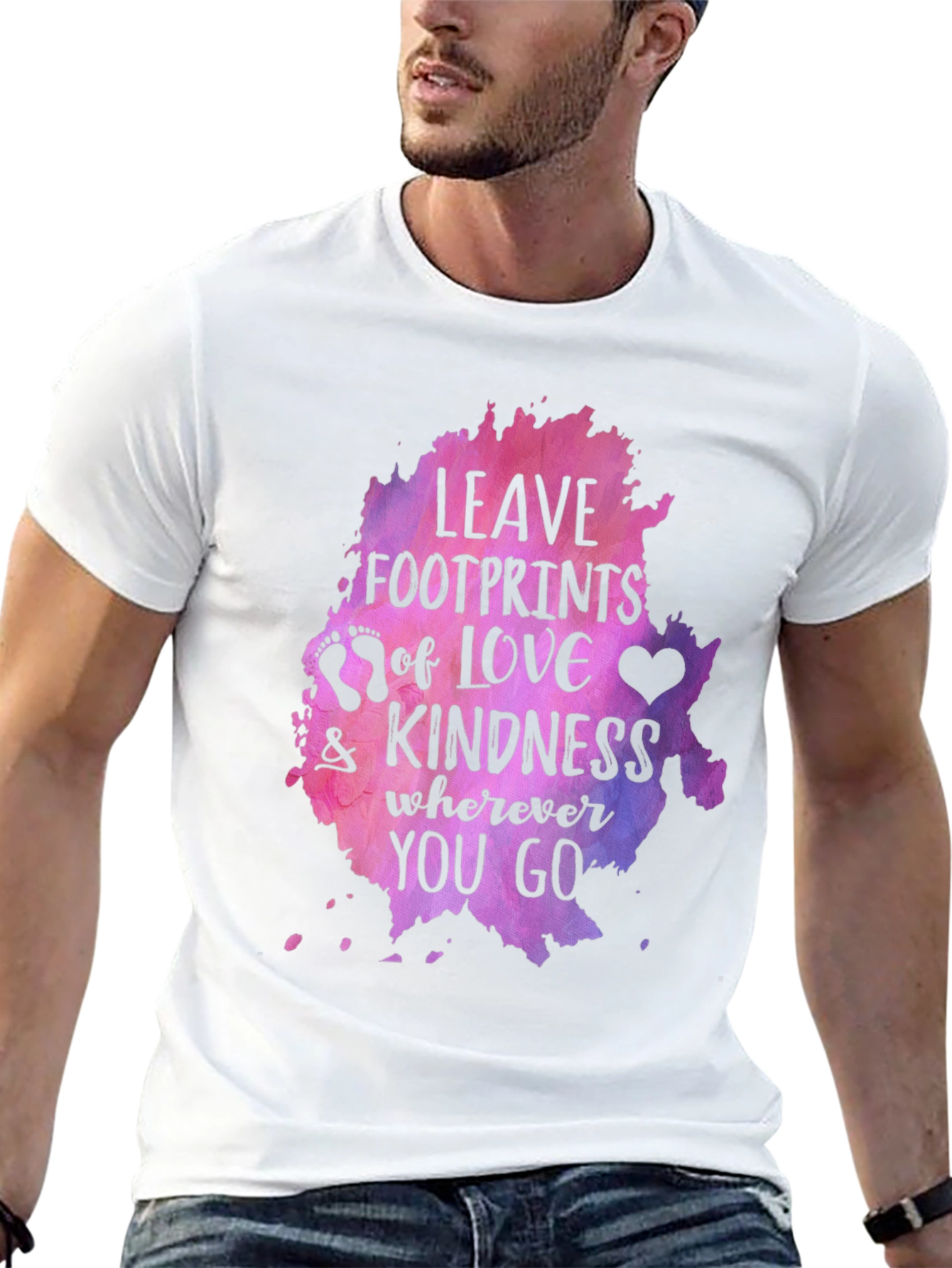 Black Leave Footprints of Love Kindness Graphic Tee - Black view 13