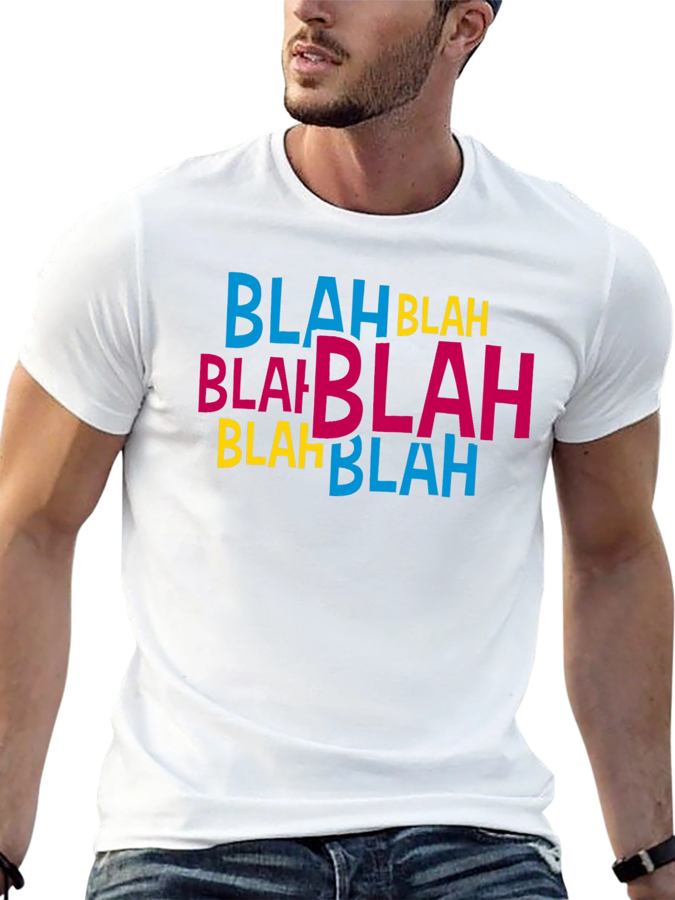 Black Blah Blah Graphic Print Black T-Shirt view 13