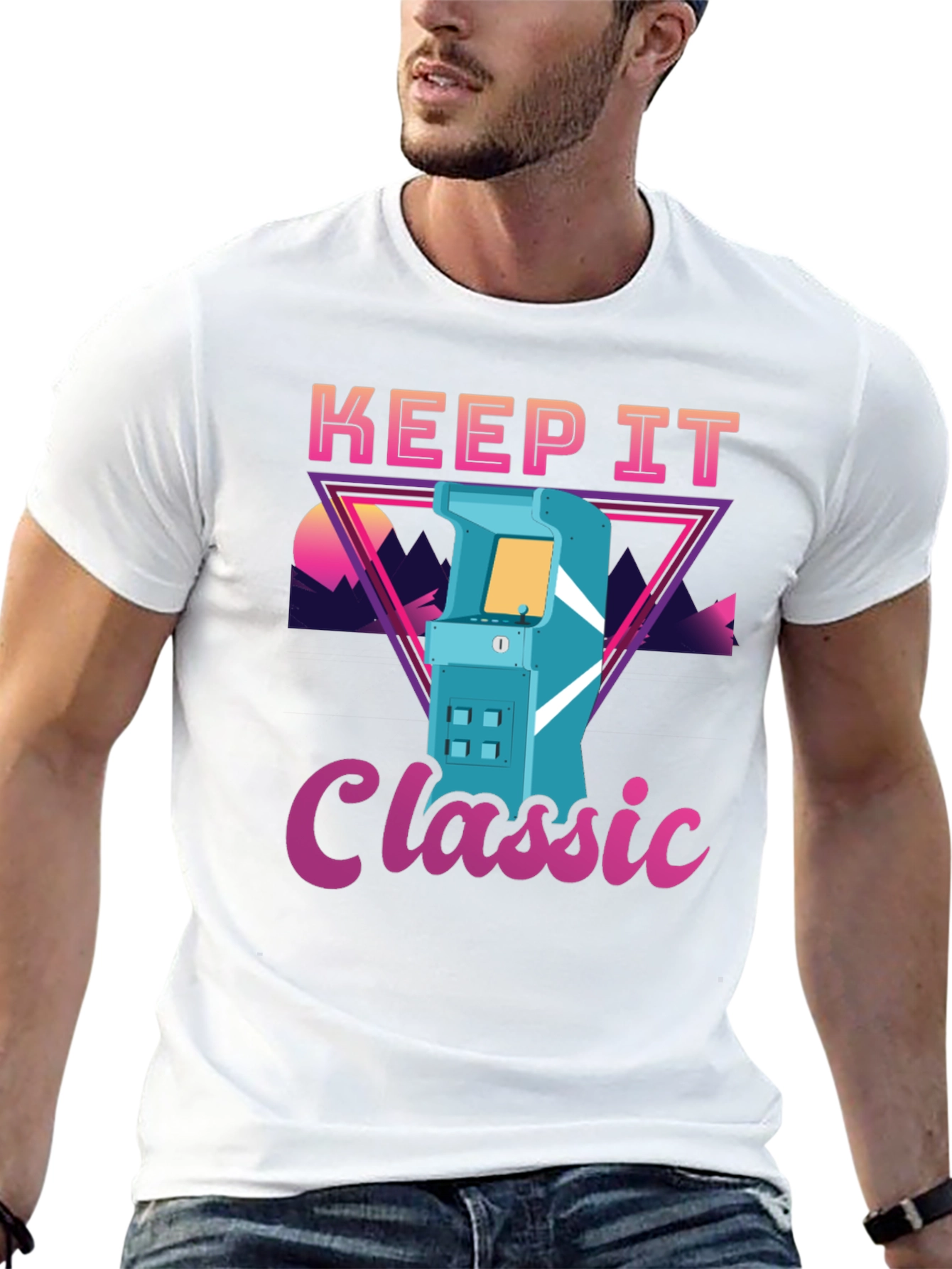 Black Keep It Classic Retro Arcade Game T-Shirt view 13