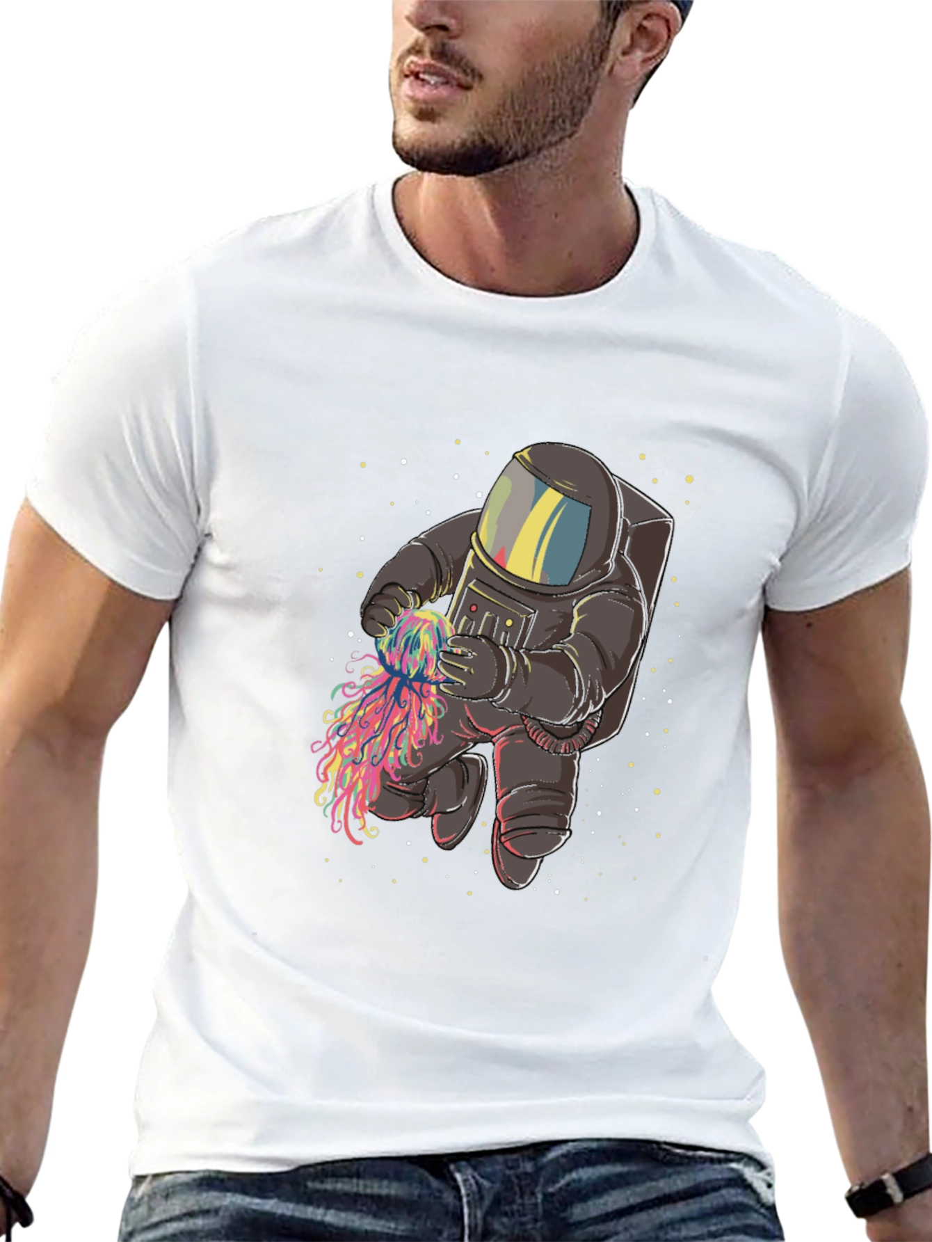 Black Astronaut and Jellyfish Graphic Tee view 13