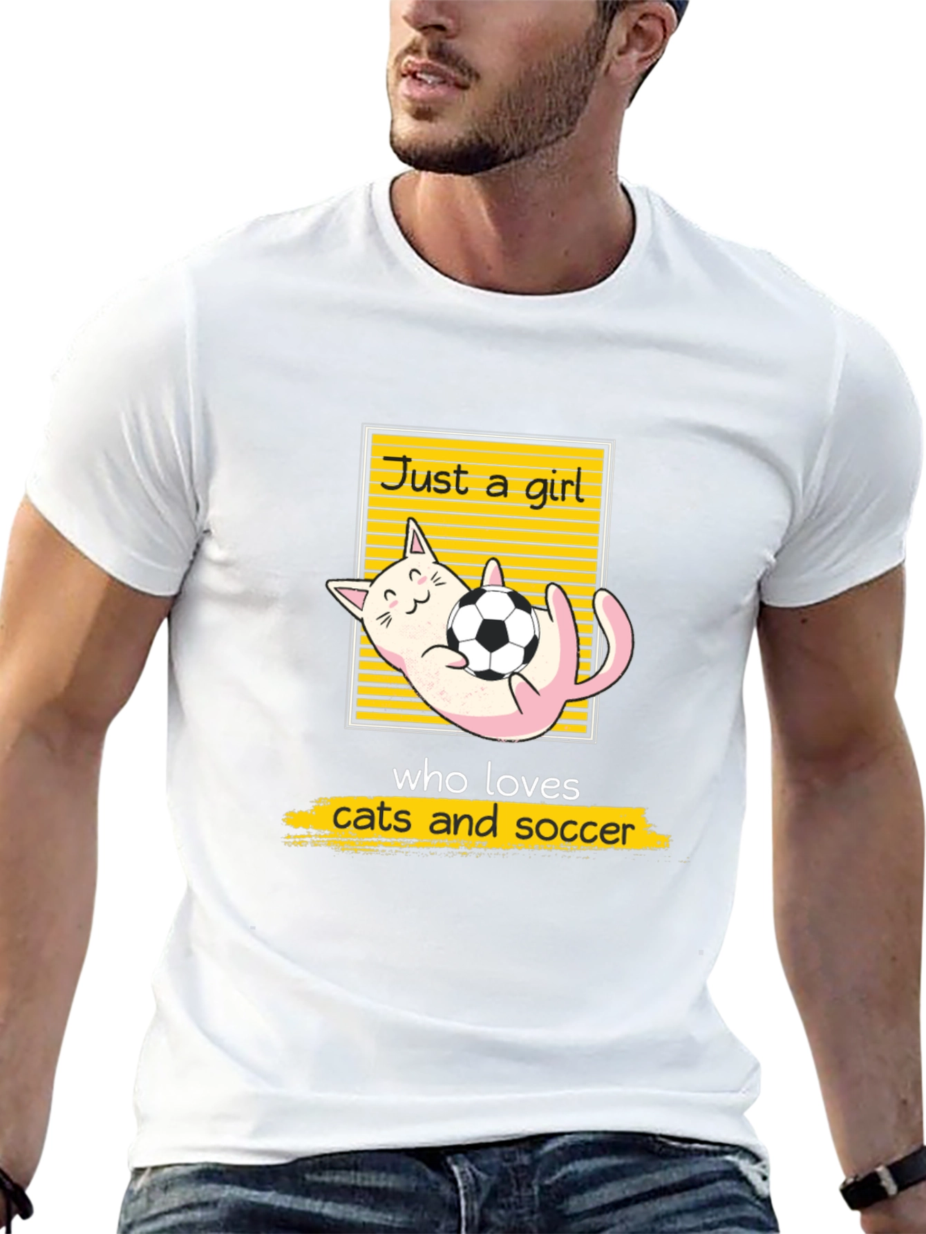Black Just a Girl Who Loves Cats and Soccer T-Shirt view 13