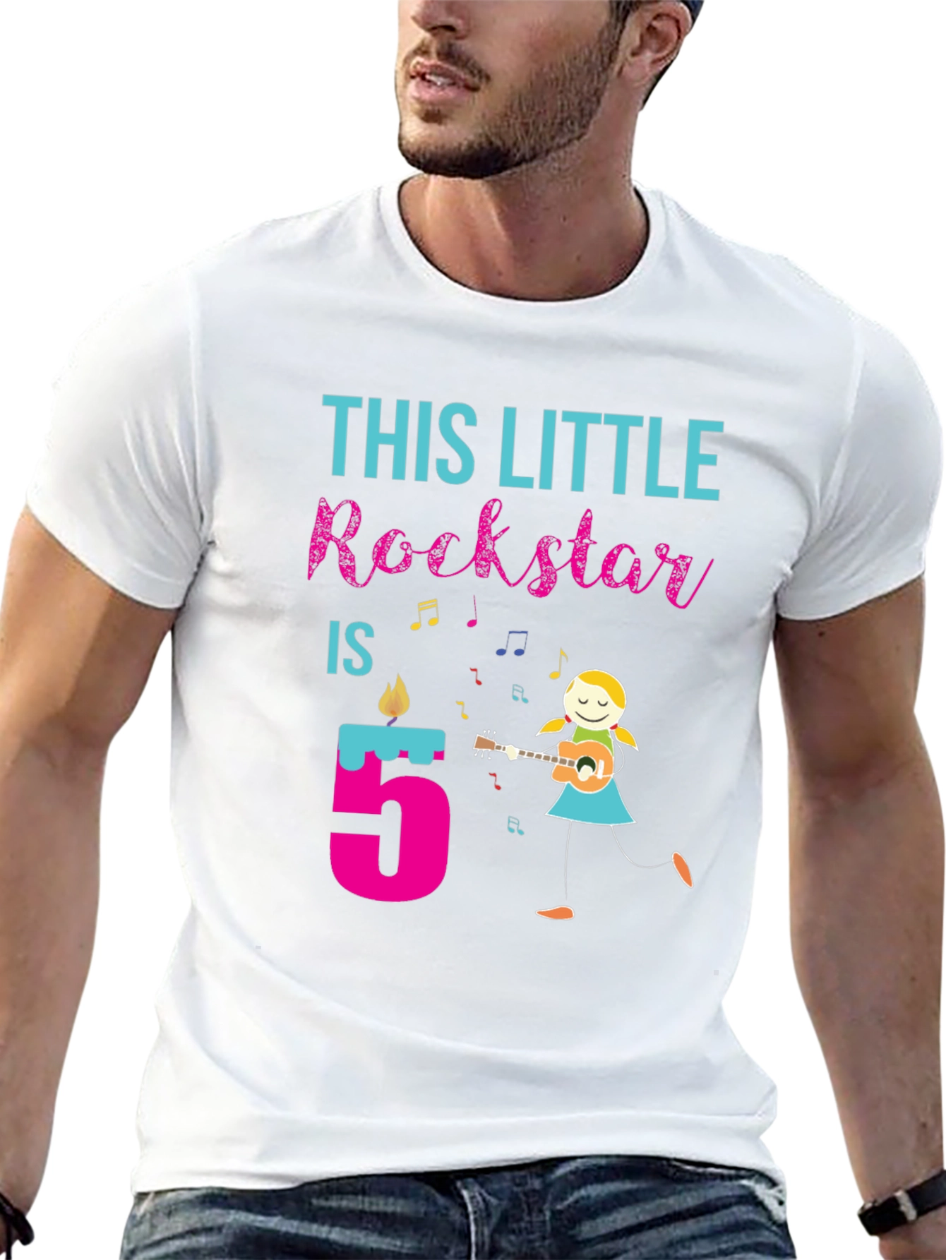 Black Little Rockstar 5th Birthday T-Shirt view 13