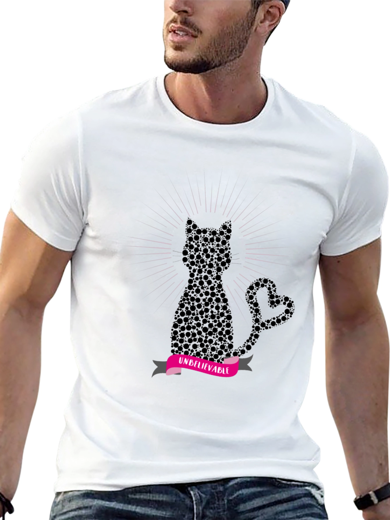 Black Unbelievable Cat Graphic Tee view 13
