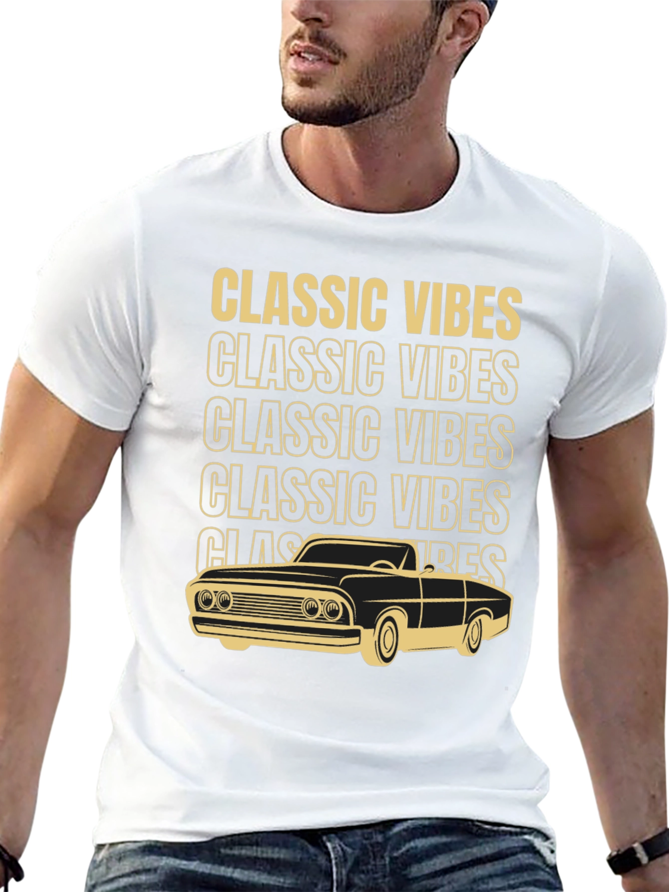 Black Classic Vibes Car Graphic T-Shirt view 13