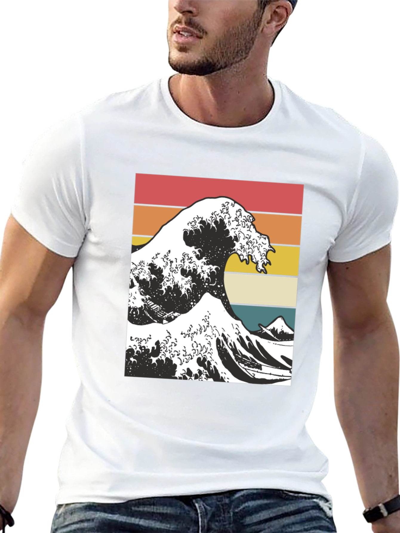 Black Vintage Wave T-Shirt - Retro Style view 13