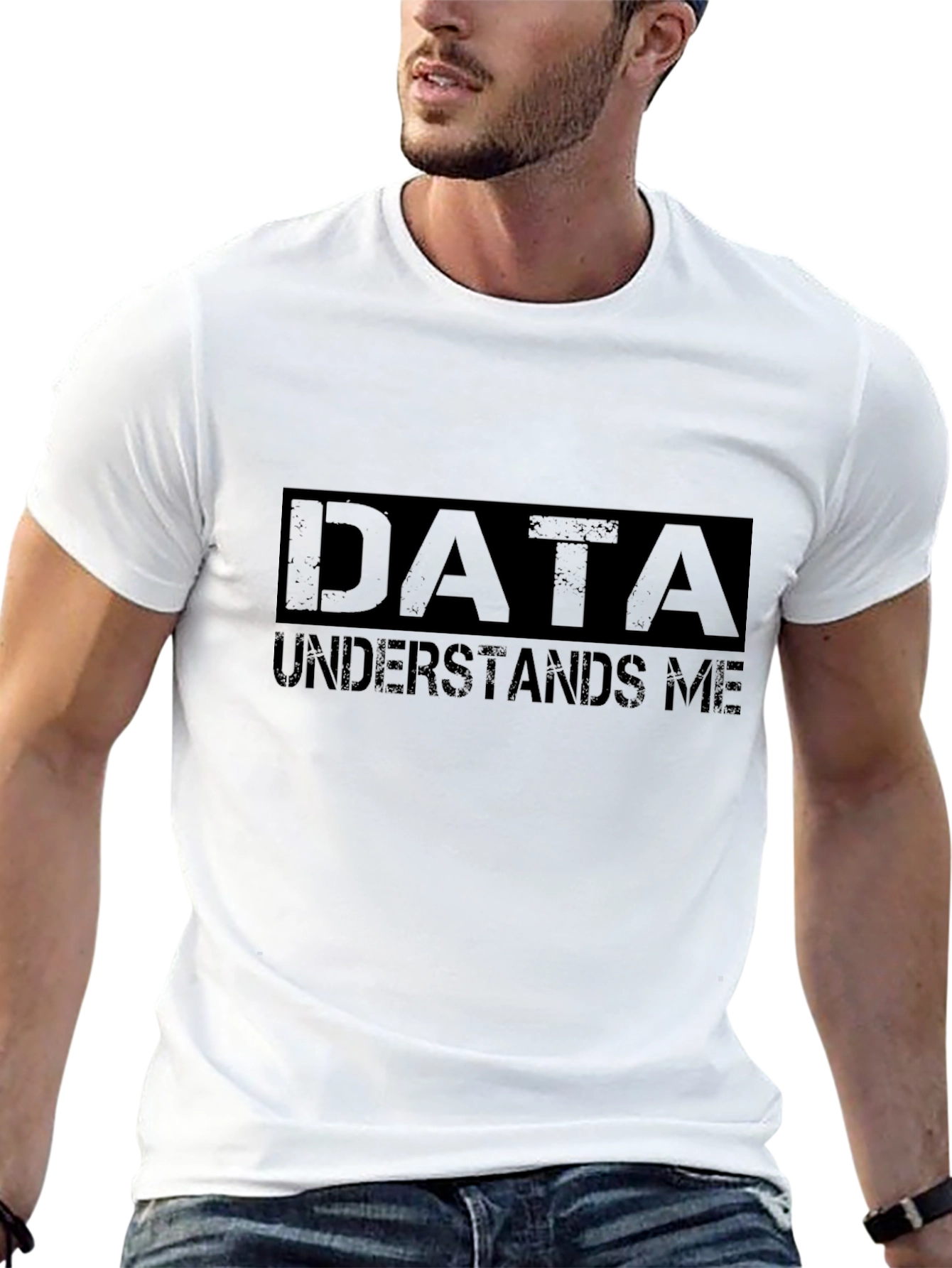 Black Data Understands Me T-Shirt - Black Cotton Tee view 13