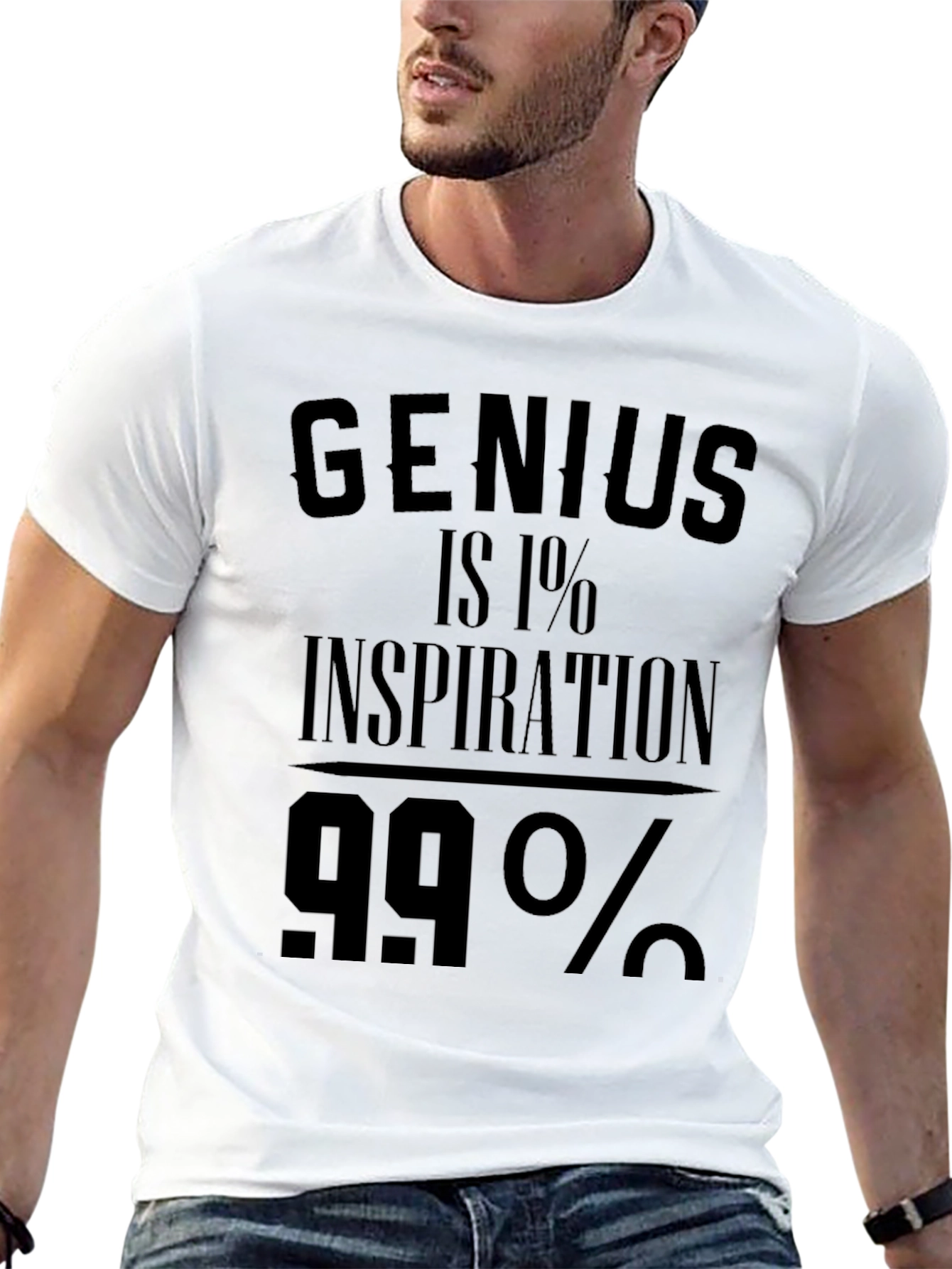 Black Genius Inspiration T-Shirt - Black Crew Neck Tee view 13