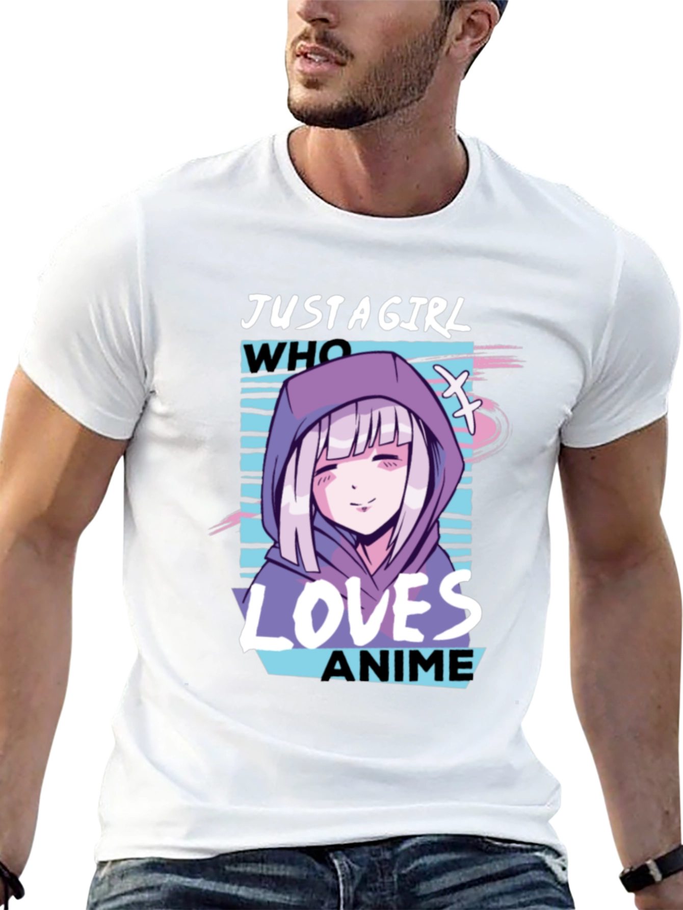 Black Anime Girl Graphic Tee - Just a Girl Who Loves Anime view 13