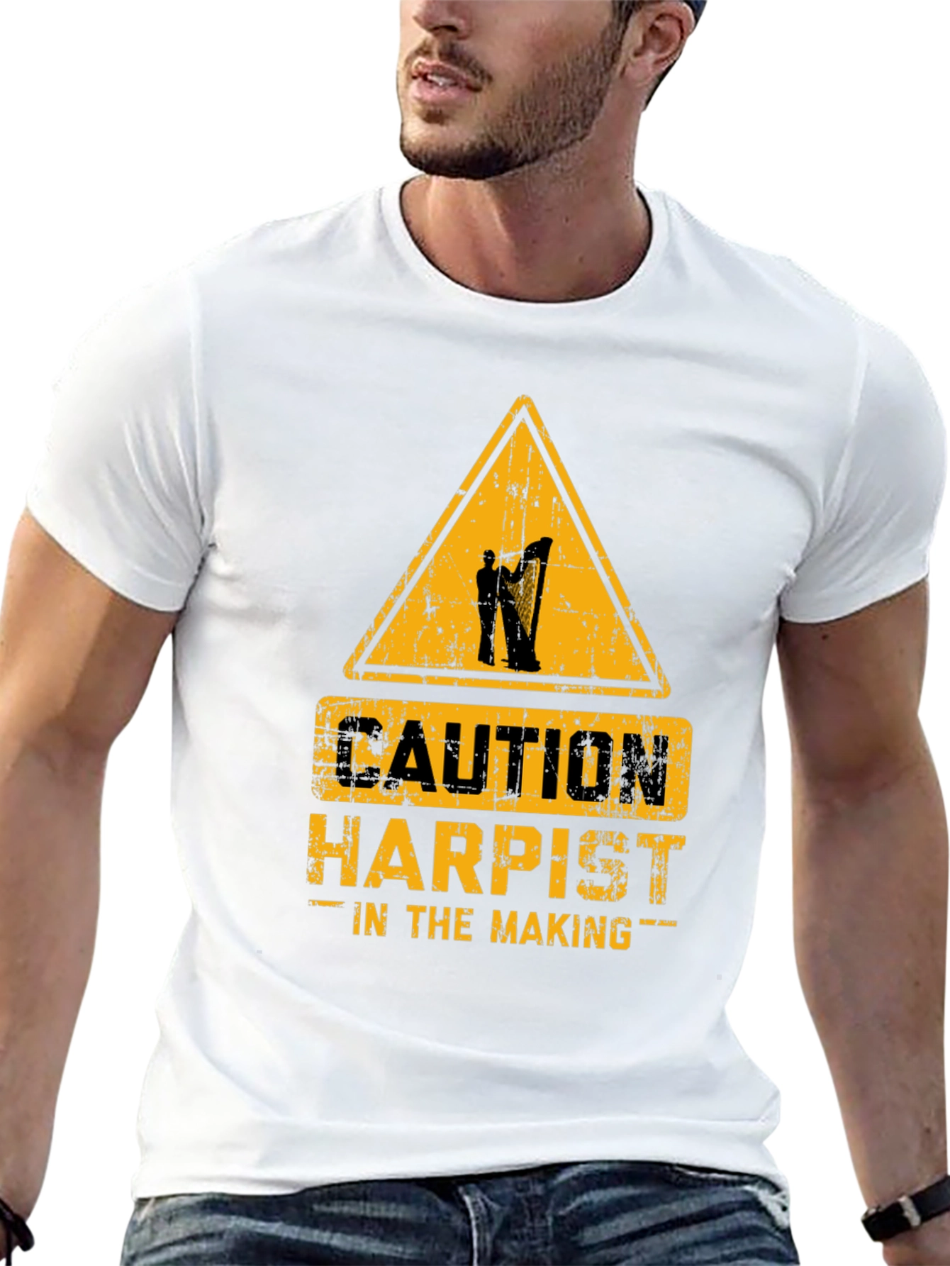 Black Caution Harpist In The Making Graphic T-Shirt view 13