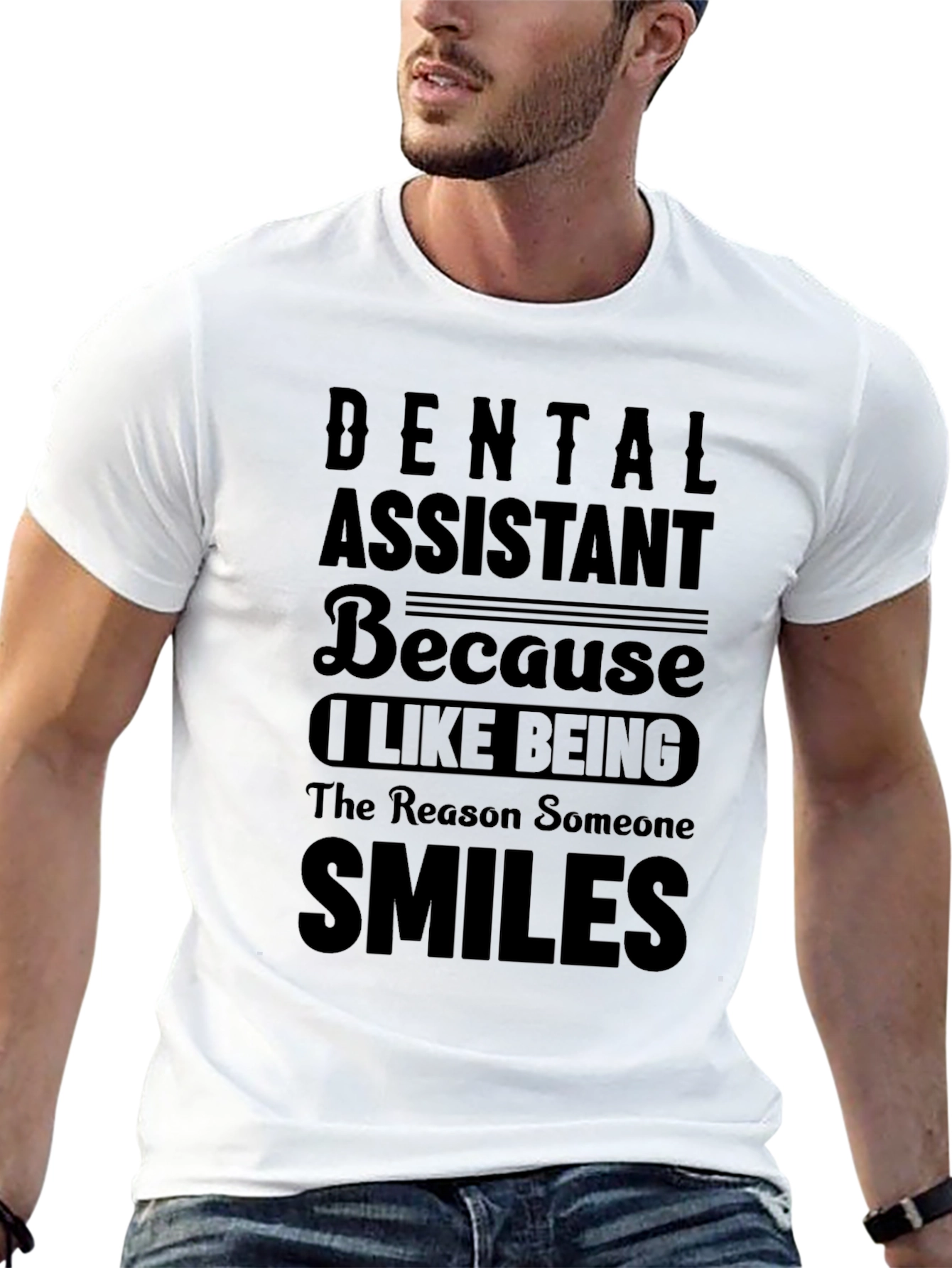 Black Dental Assistant Smiles T-Shirt - Black view 13