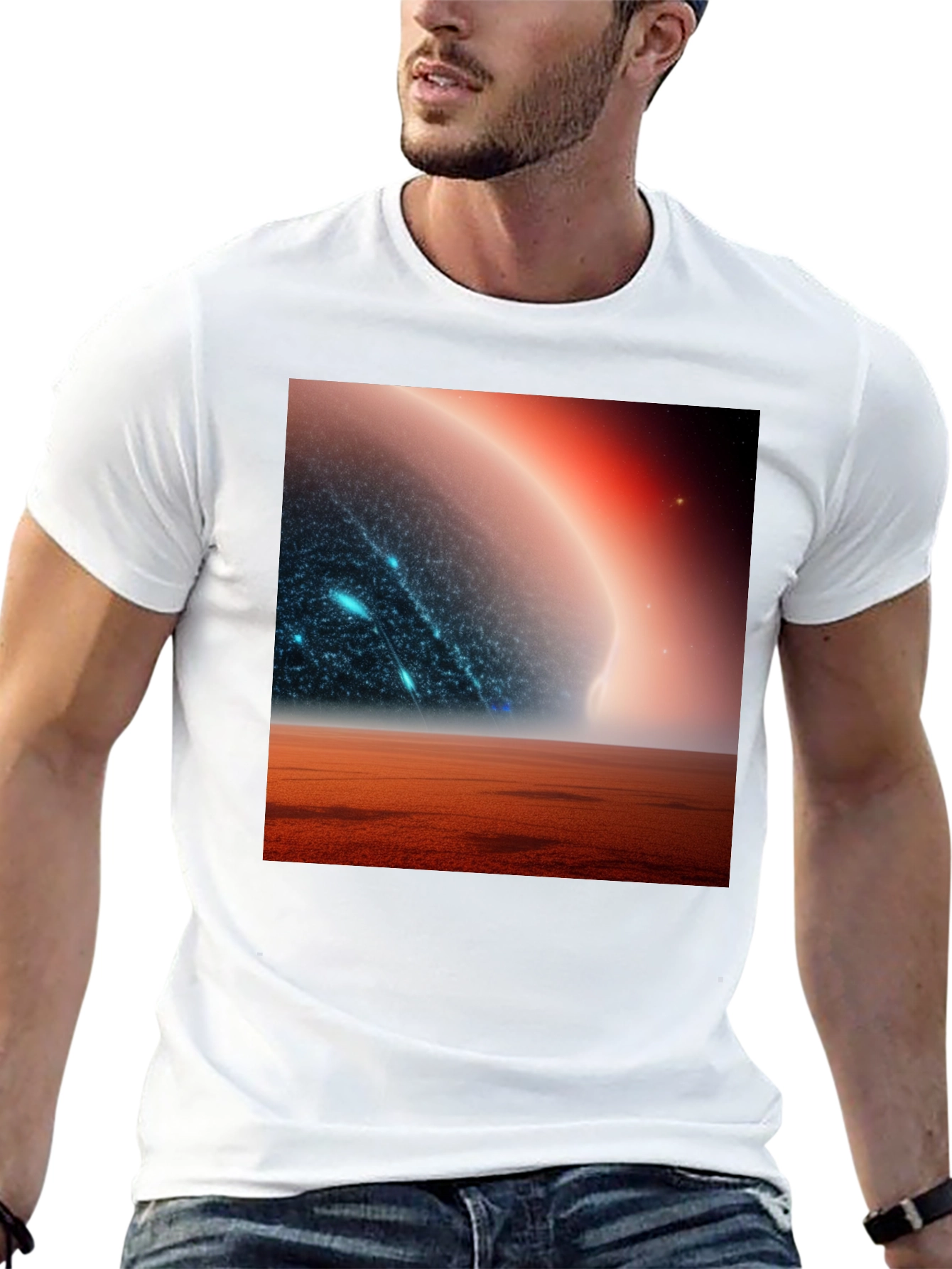 Black Sci-Fi Planetscape Black T-Shirt view 13