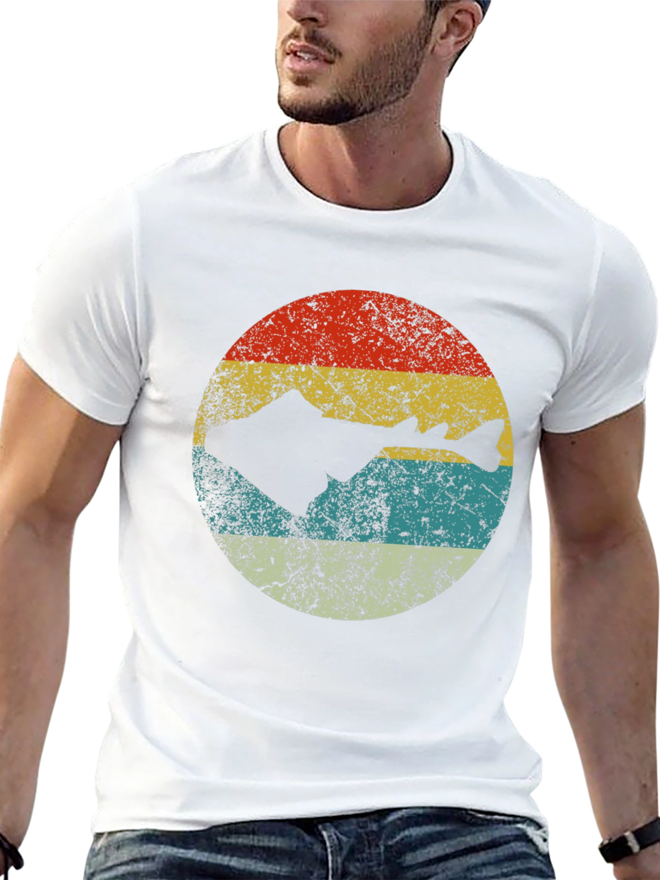 Black Retro Fish Silhouette Graphic Tee - Black view 13