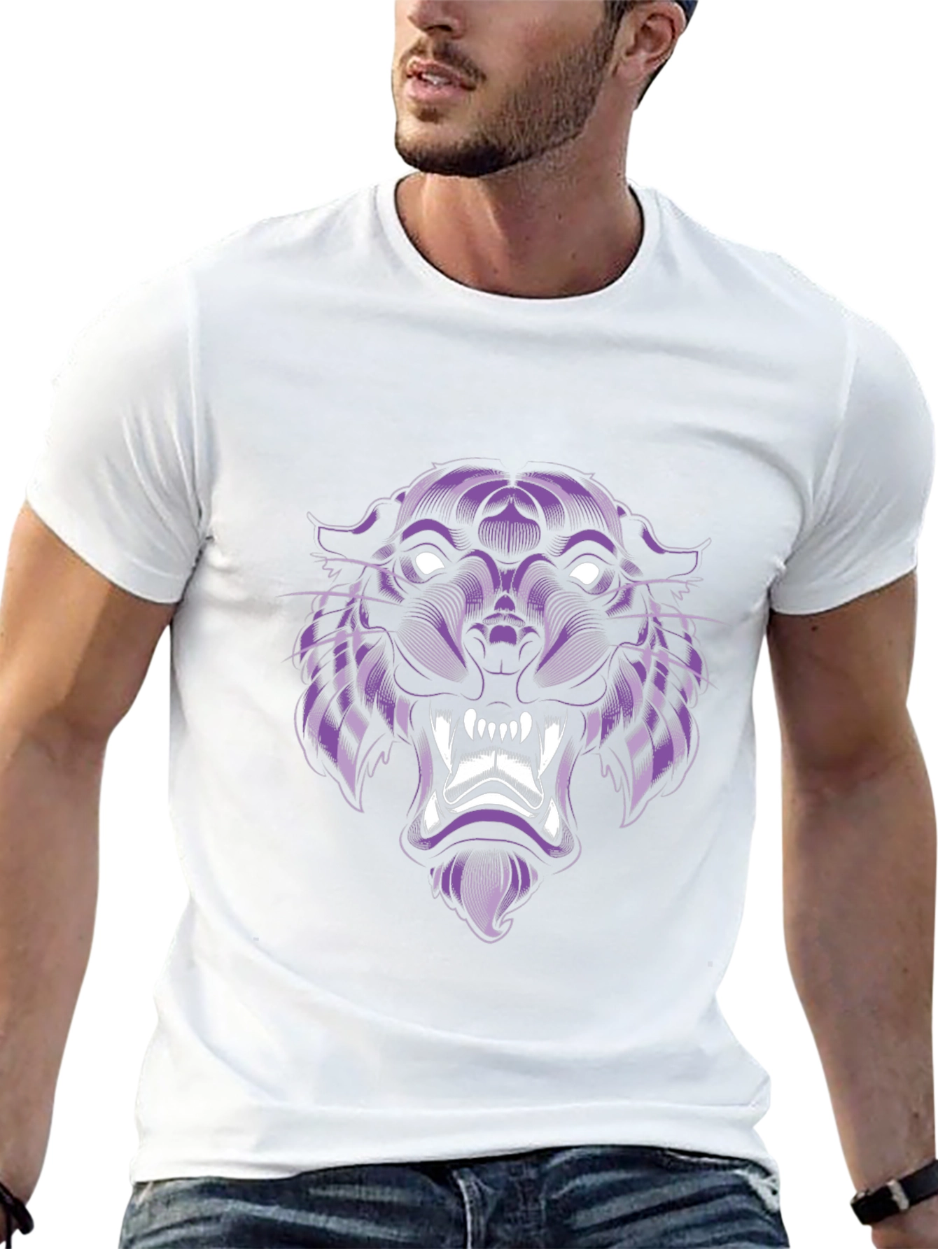 Black Purple Panther Graphic Tee - Cool Animal Design view 13