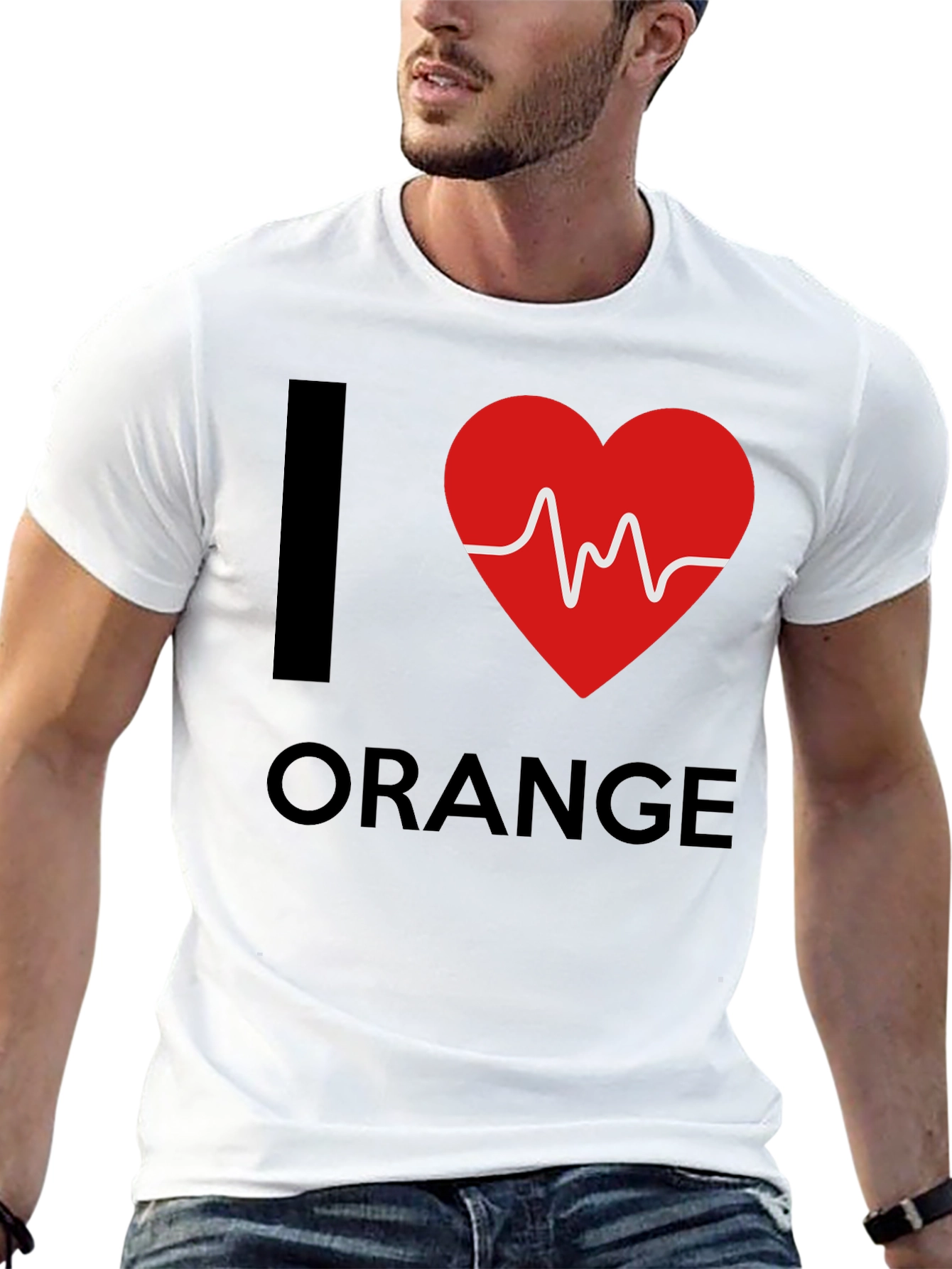Black I Heart Orange Graphic Tee - Novelty T-Shirt view 13