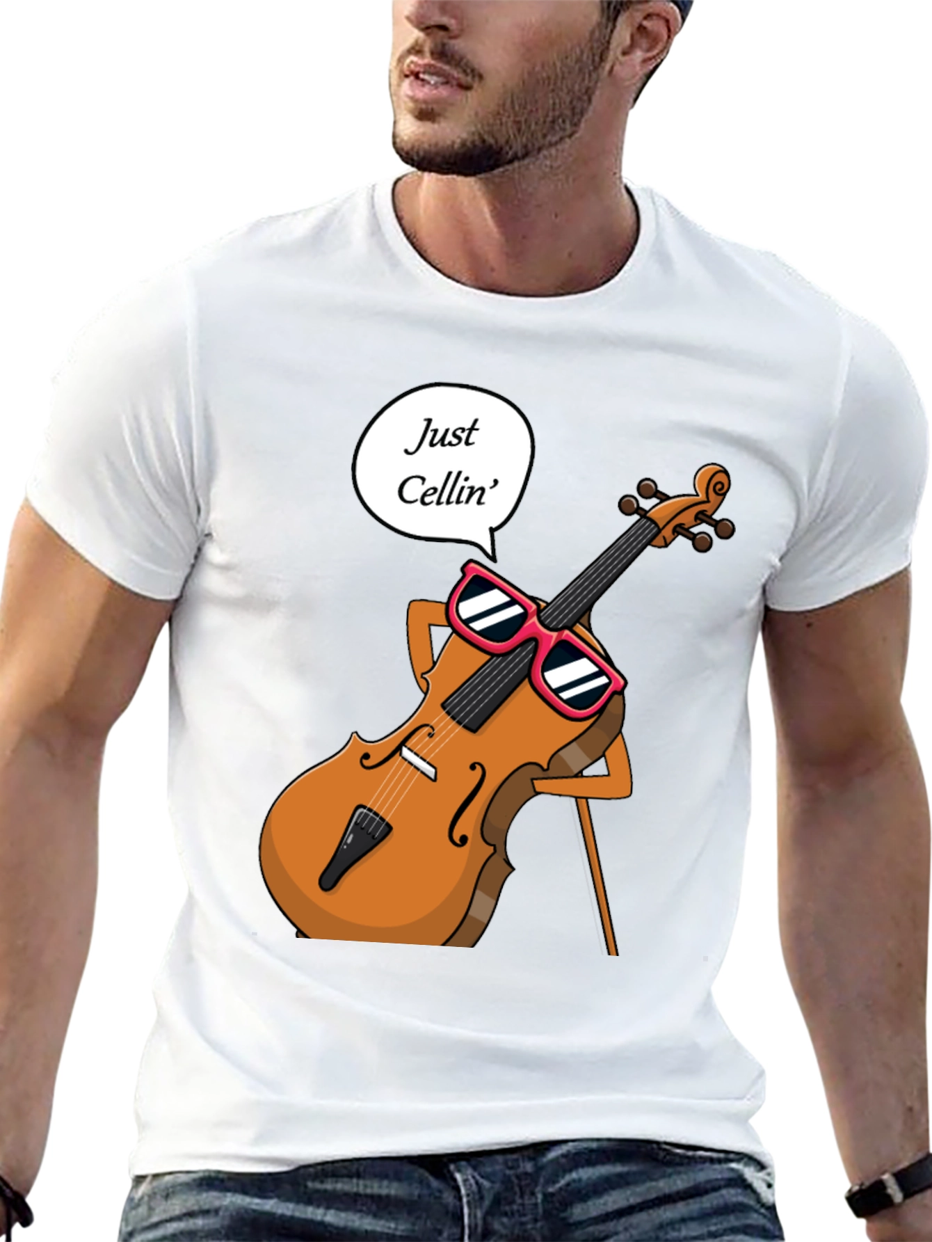 Black Just Cellin' T-Shirt - Musician Humor Tee view 13