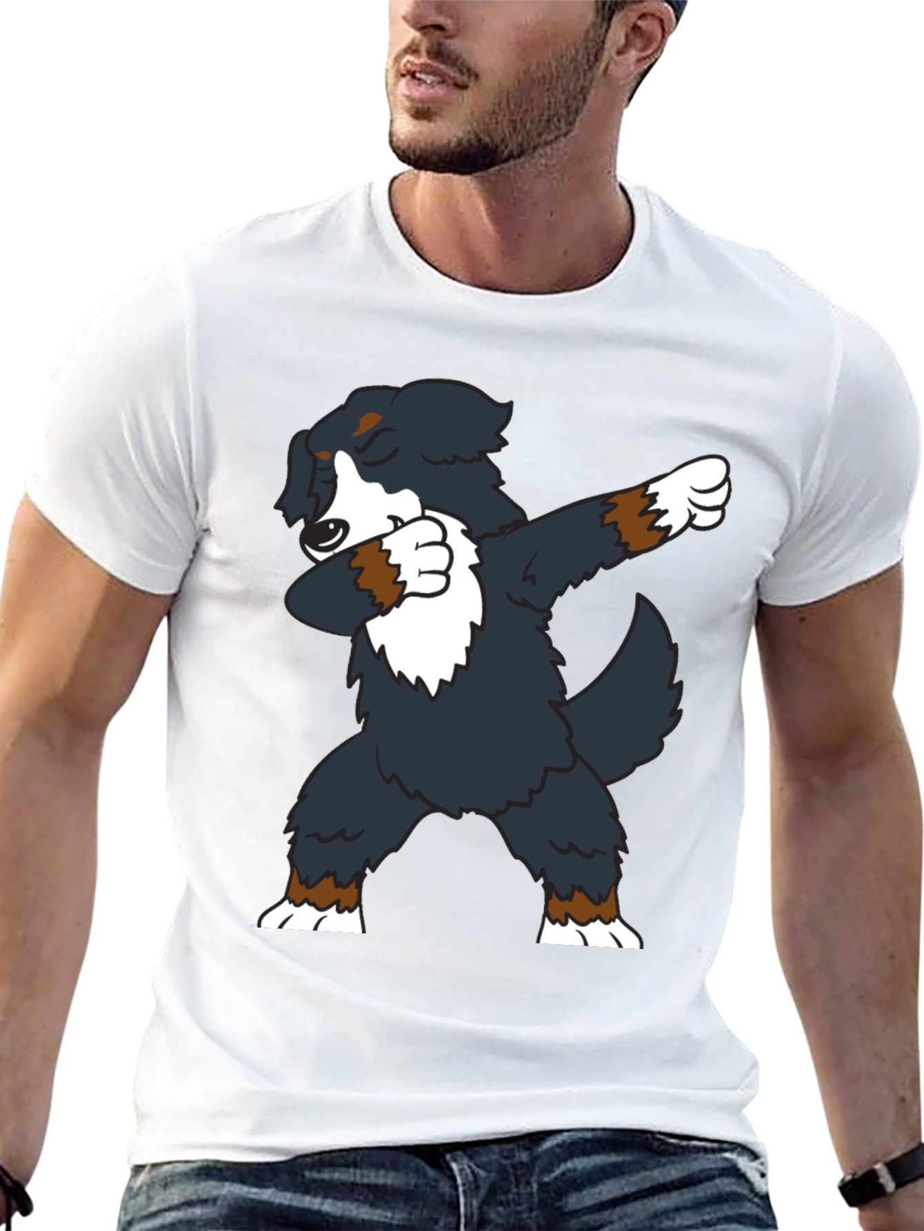 Black Dabbing Dog Graphic Tee - Black Crew Neck view 13