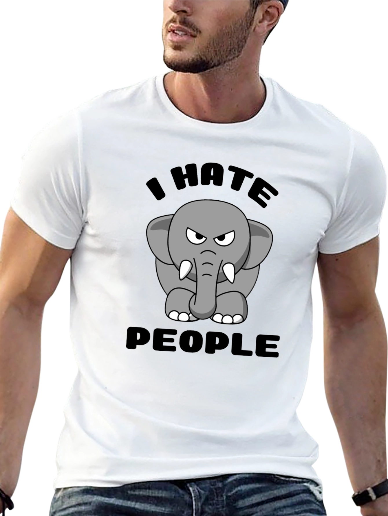 Black I Hate People Elephant Graphic T-Shirt view 13