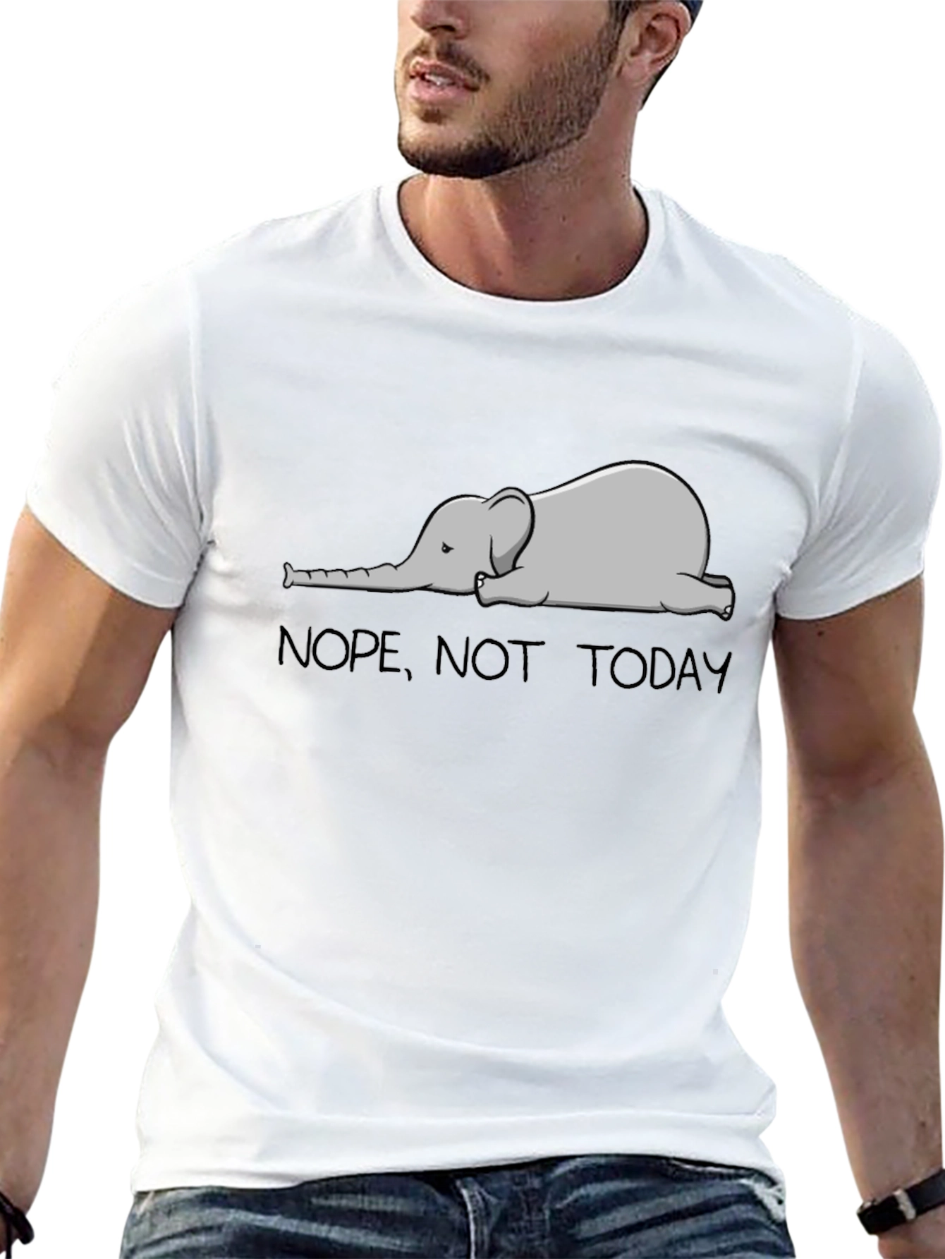 Black Nope Not Today Elephant Graphic T-Shirt view 13