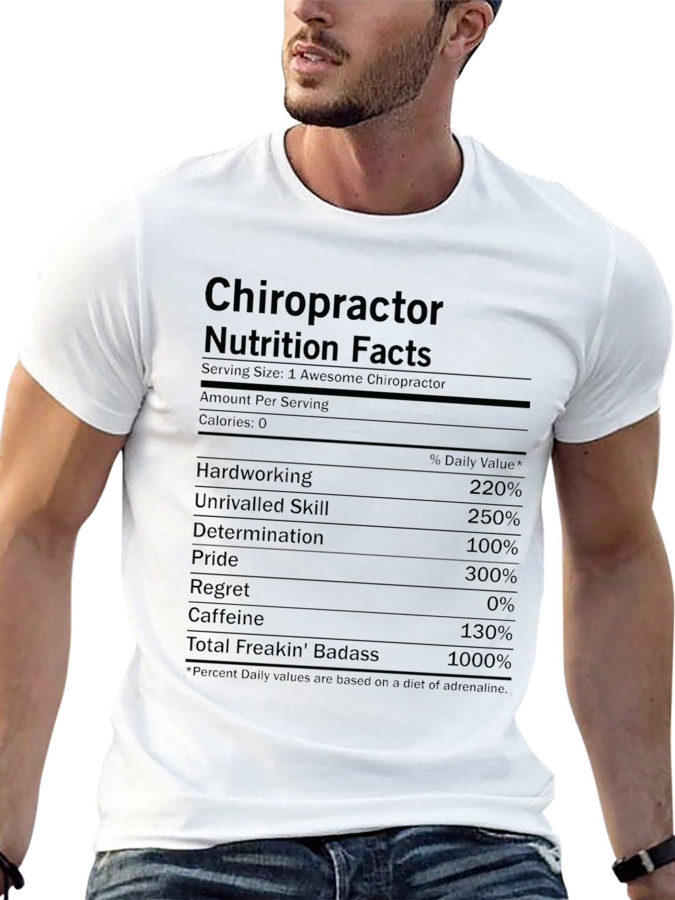Black Chiropractor Nutrition Facts Funny T-Shirt view 13