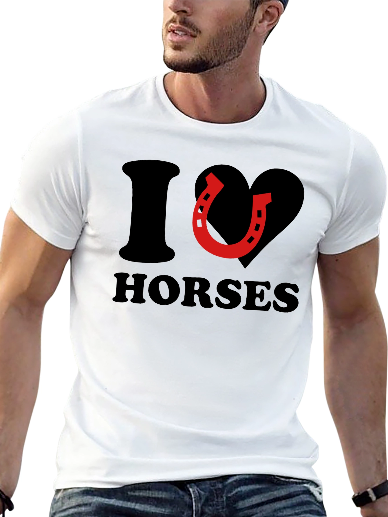 Black I Love Horses T-Shirt view 13