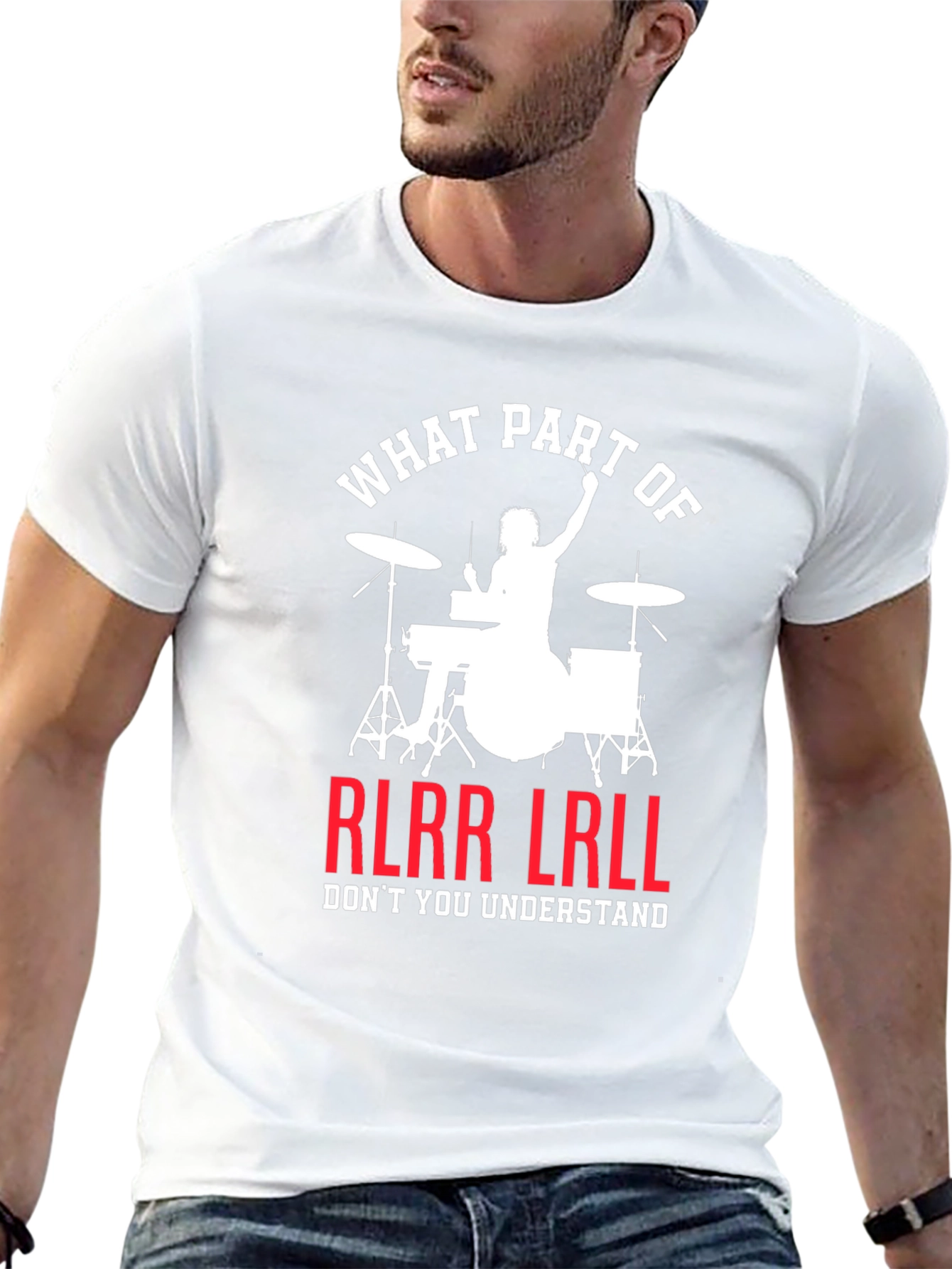 Black Drummer RLRR LRLL T-Shirt Funny Music Tee view 13