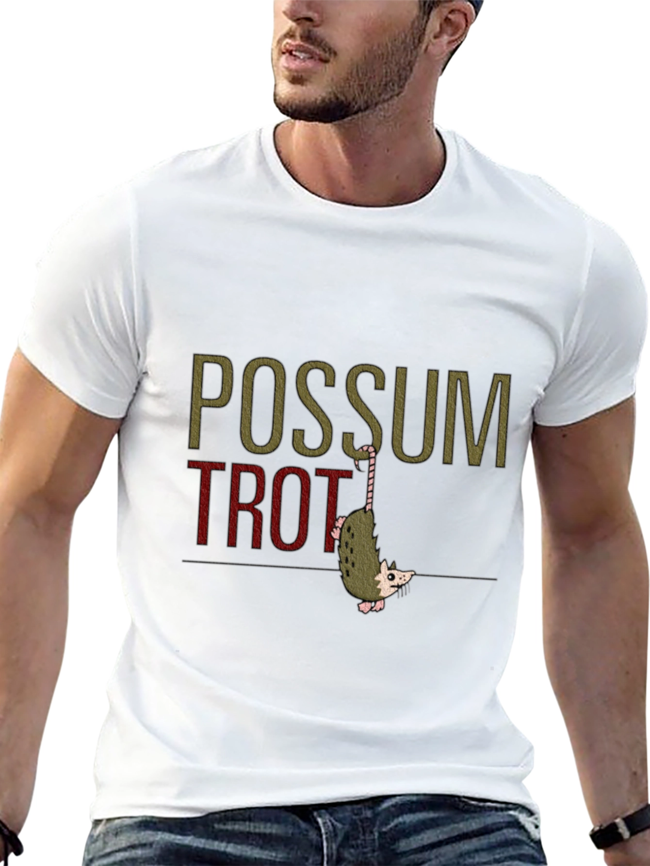 Black Possum Trot Funny Graphic Tee view 13