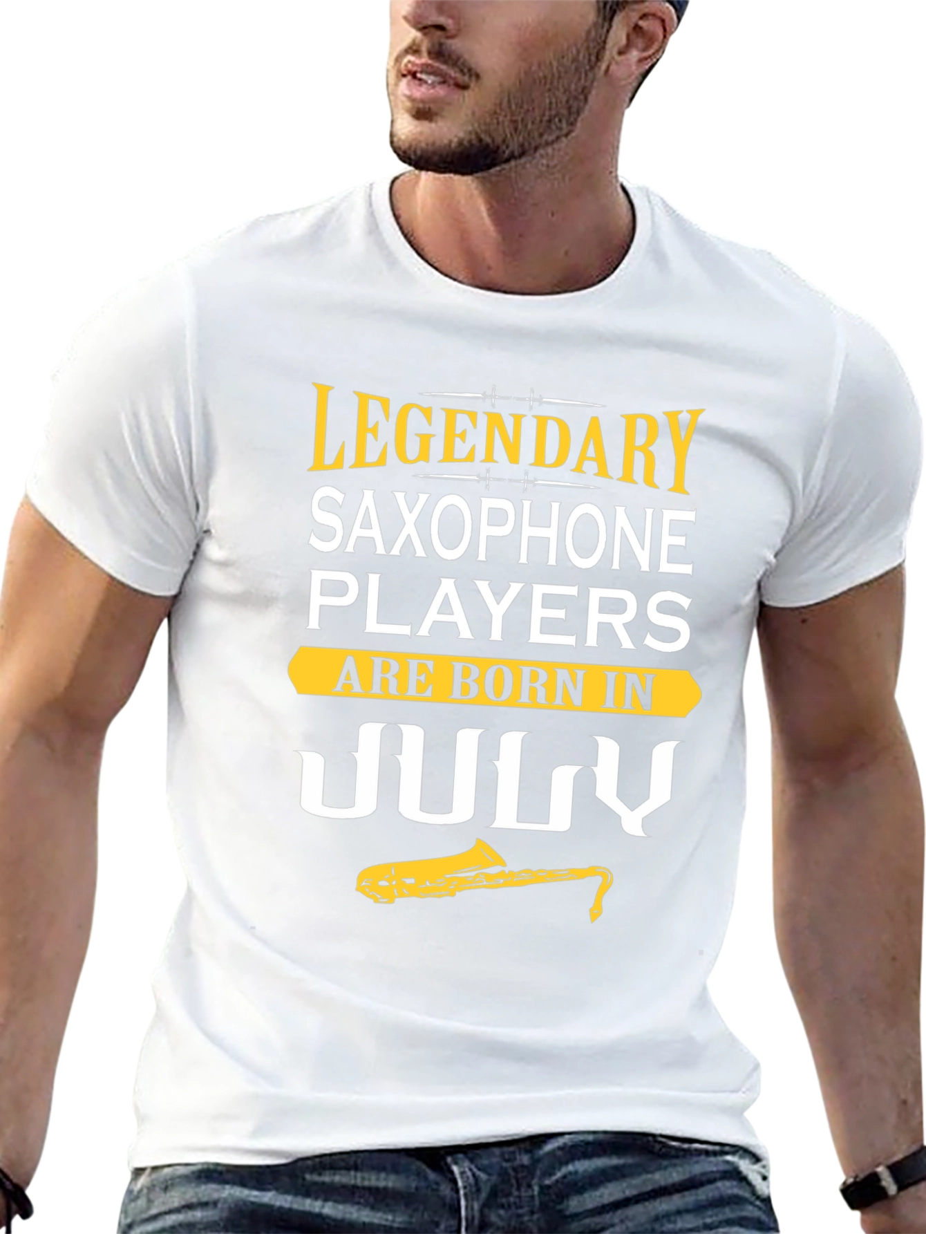Black Legendary July Saxophone Player T-Shirt view 13