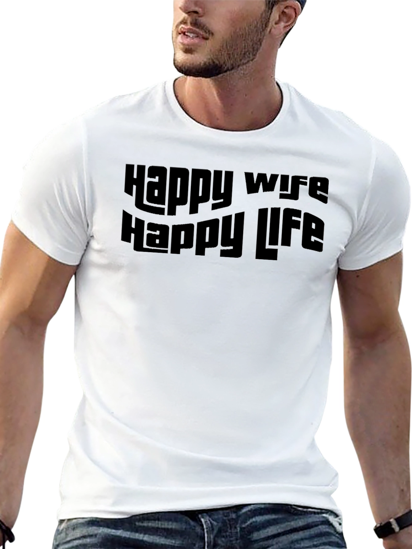 Black Happy Wife Happy Life Black T-Shirt view 13