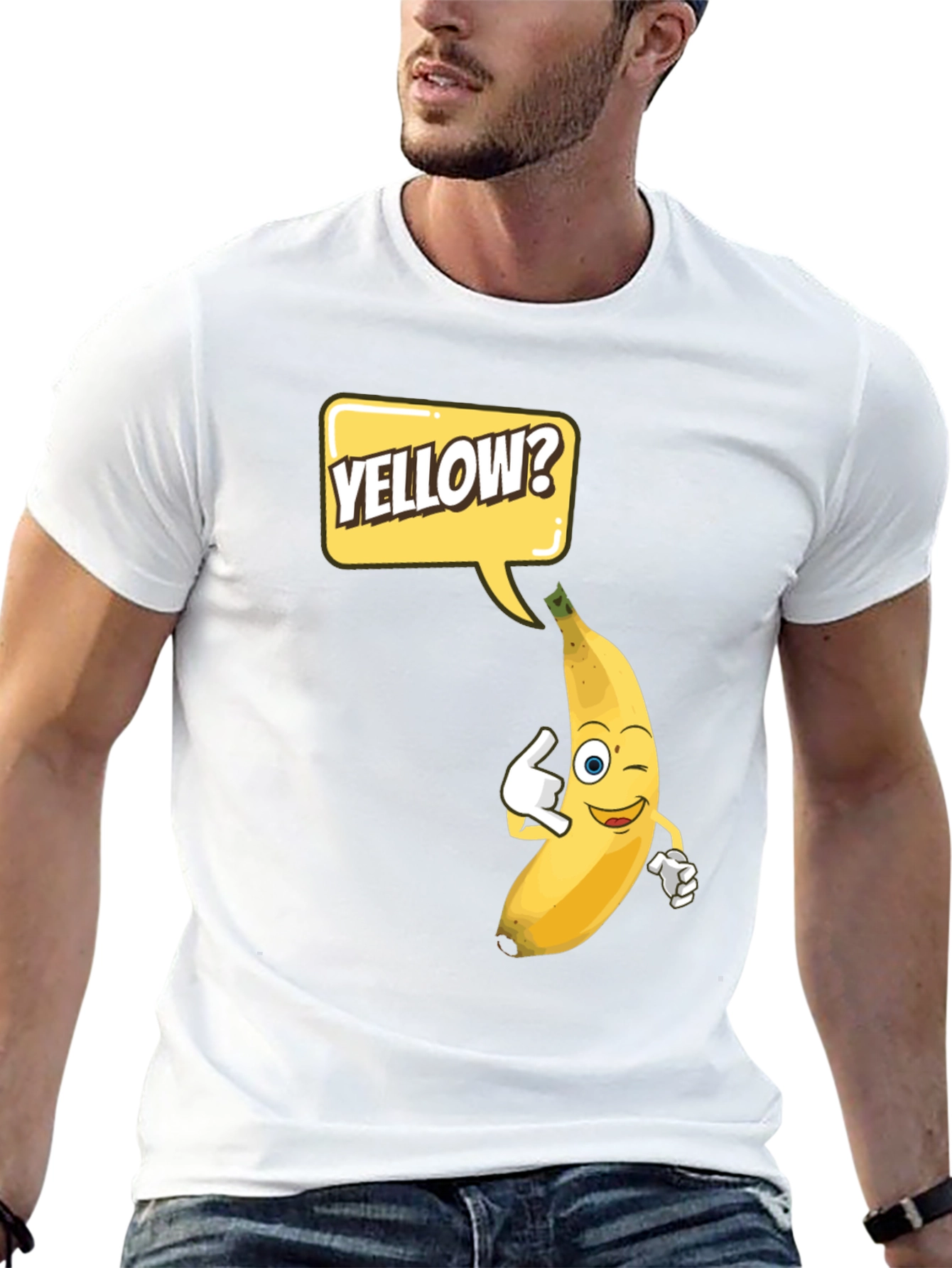 Black Funny Banana 'Yellow?' Graphic T-Shirt view 13
