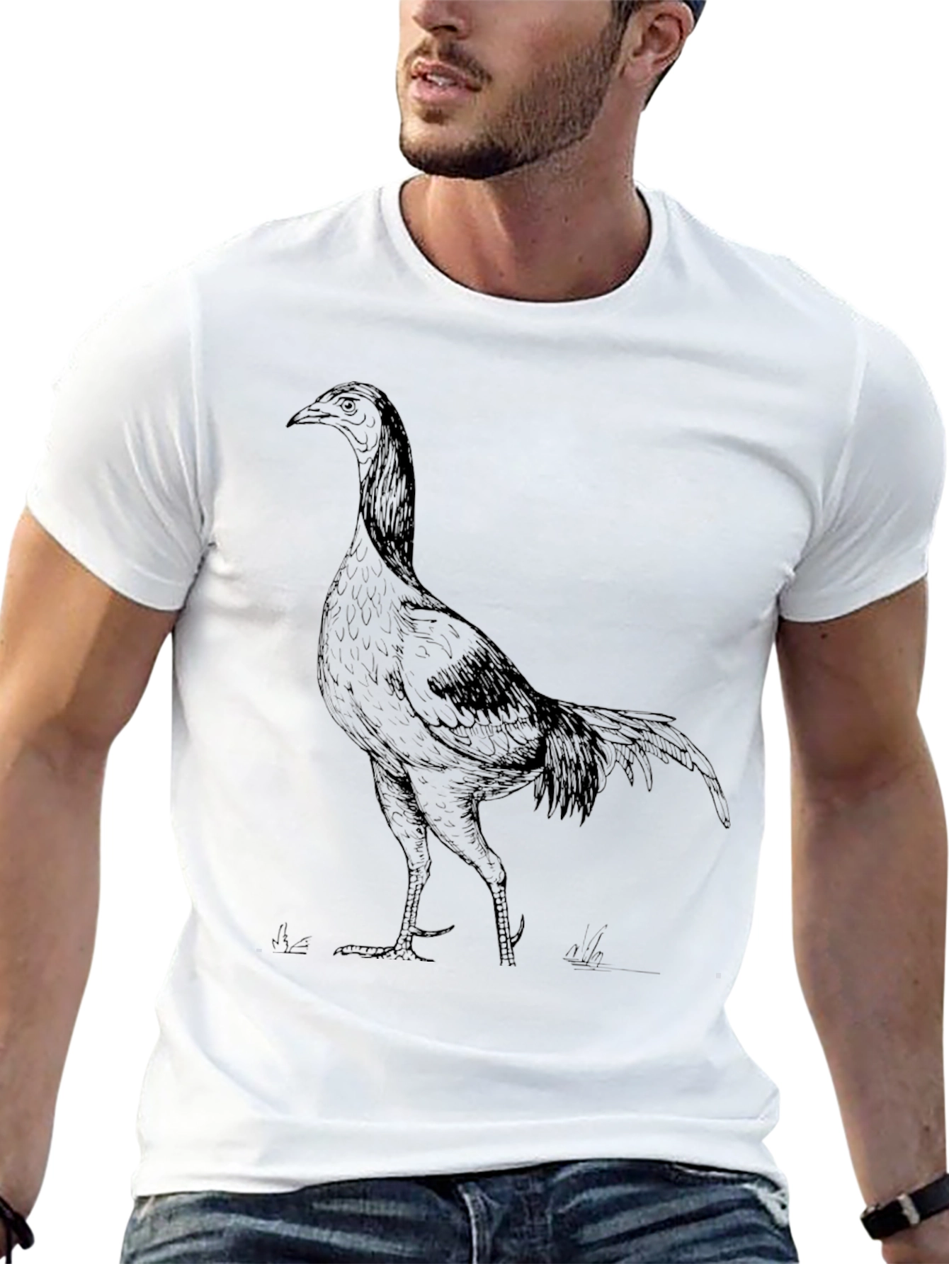 Black Cool Rooster Graphic Tee - Mens Black T-Shirt view 13