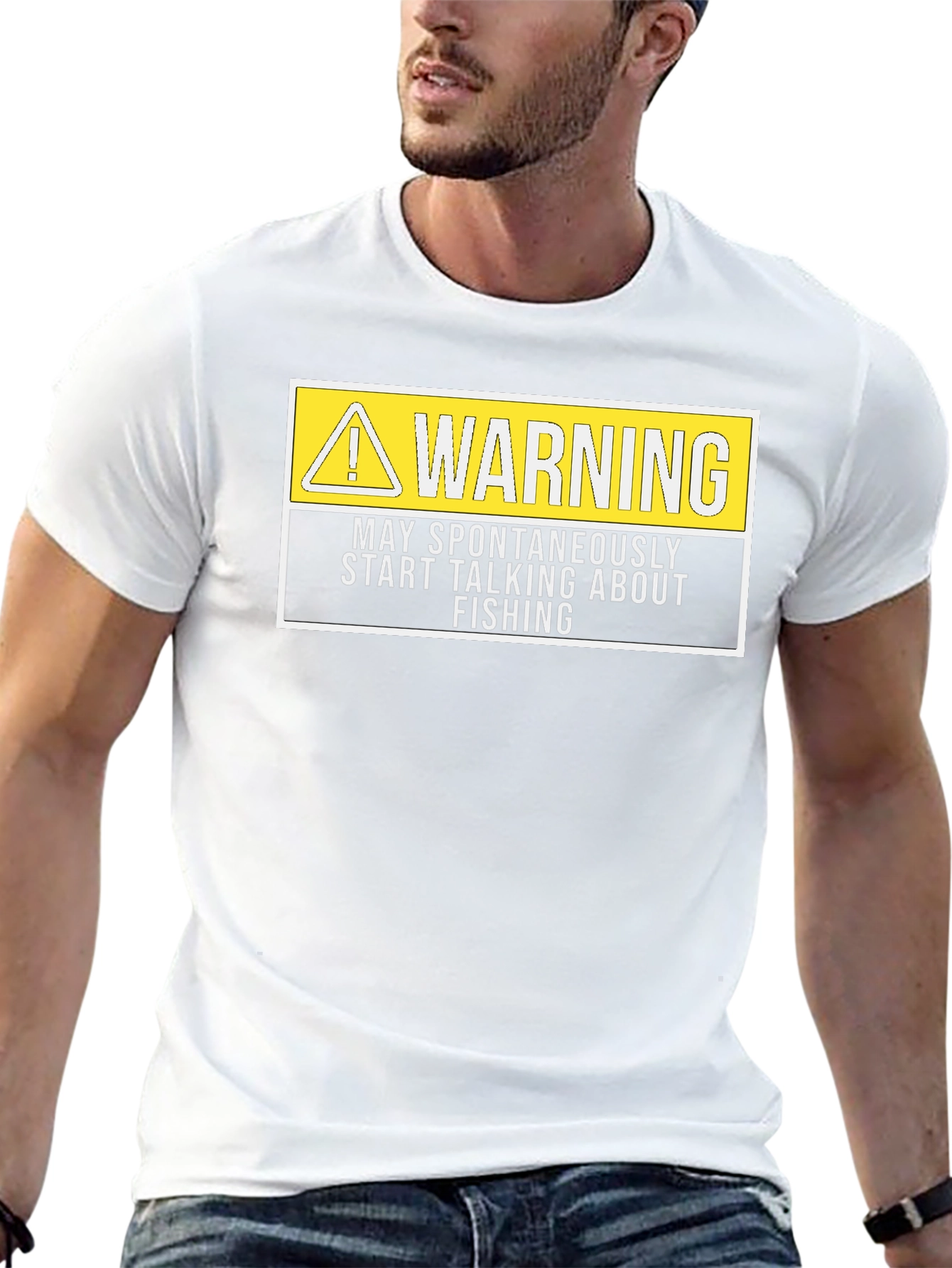 Black Funny Fishing Warning T-Shirt - Men's Black Graphic Tee view 13