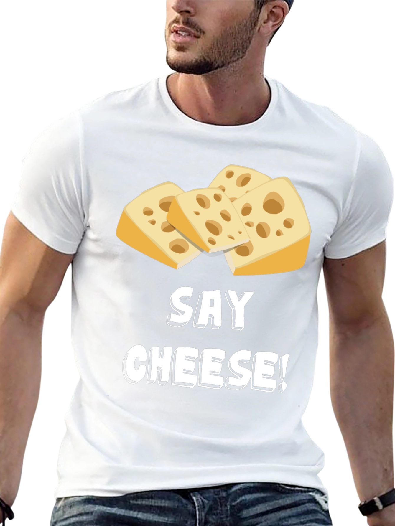 Black Say Cheese! Funny Graphic T-Shirt view 13