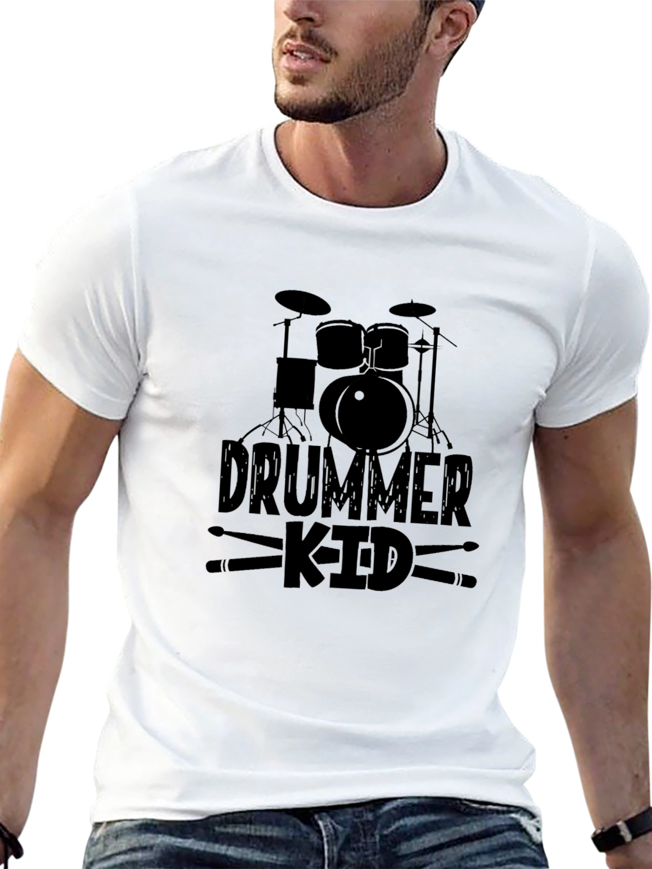 Black Drummer Kid Graphic Black T-Shirt view 13