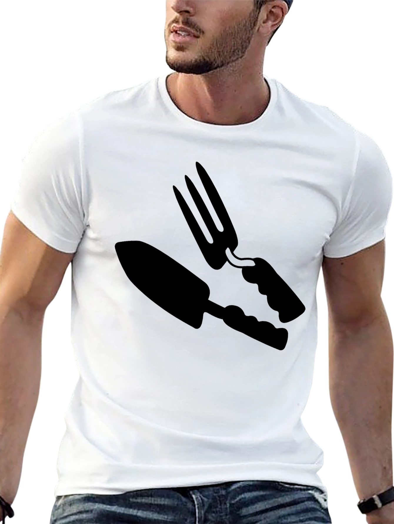 Black Gardening Tool Graphic Tee - Black Cotton Comfort view 13