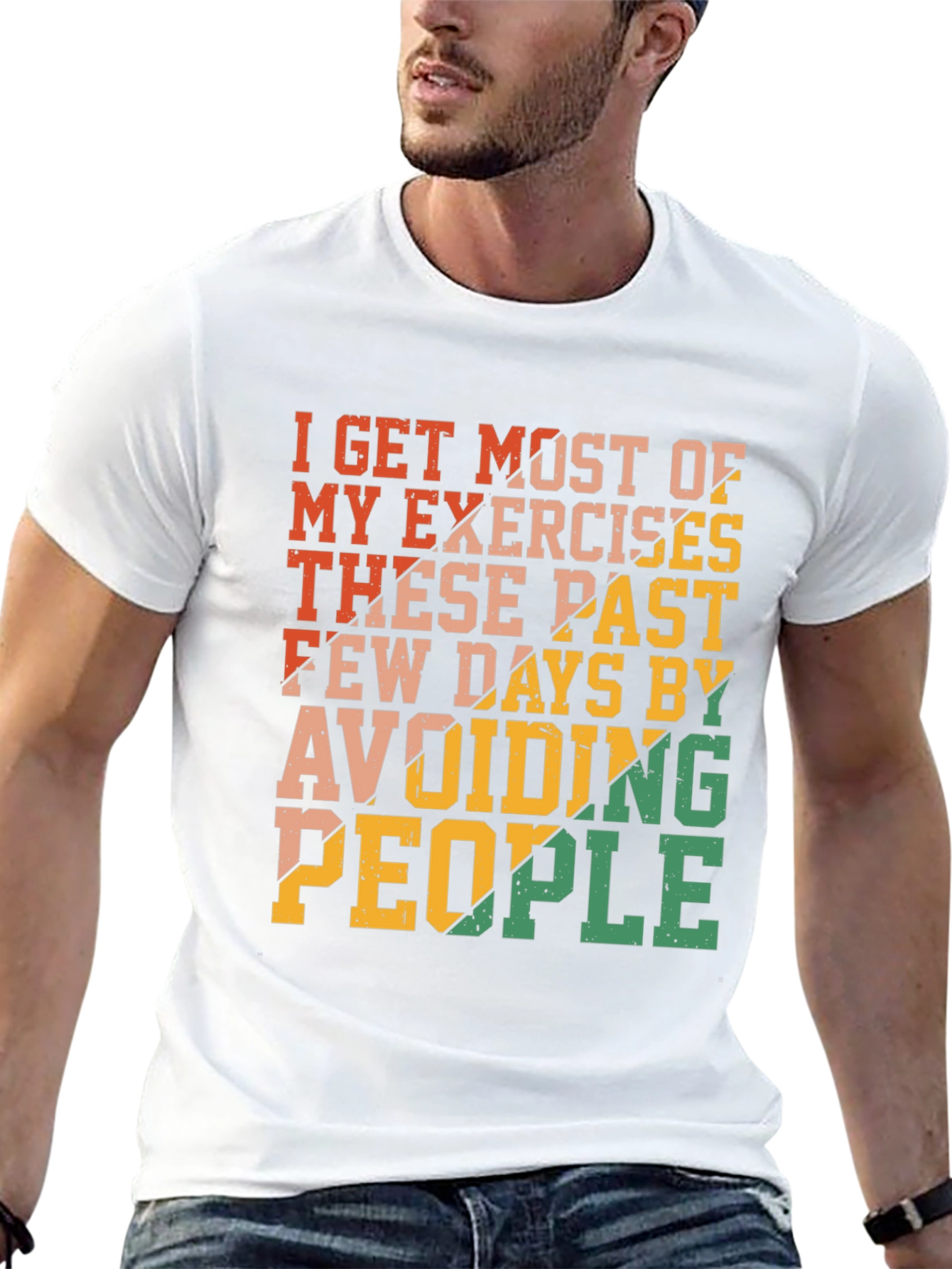 Black Funny Exercise Avoid People Graphic T-Shirt view 13