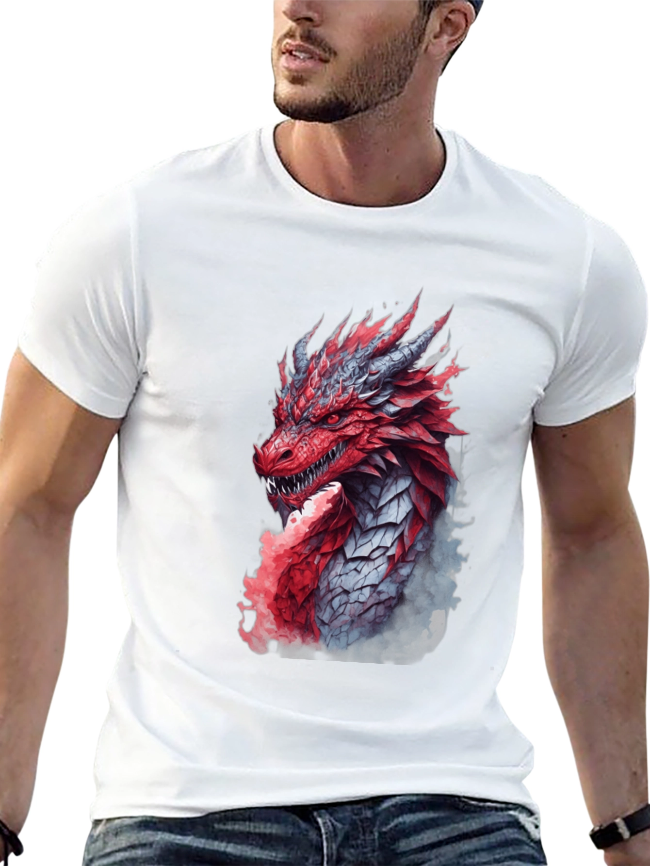 Black Dragon Graphic Print Black T-Shirt view 13