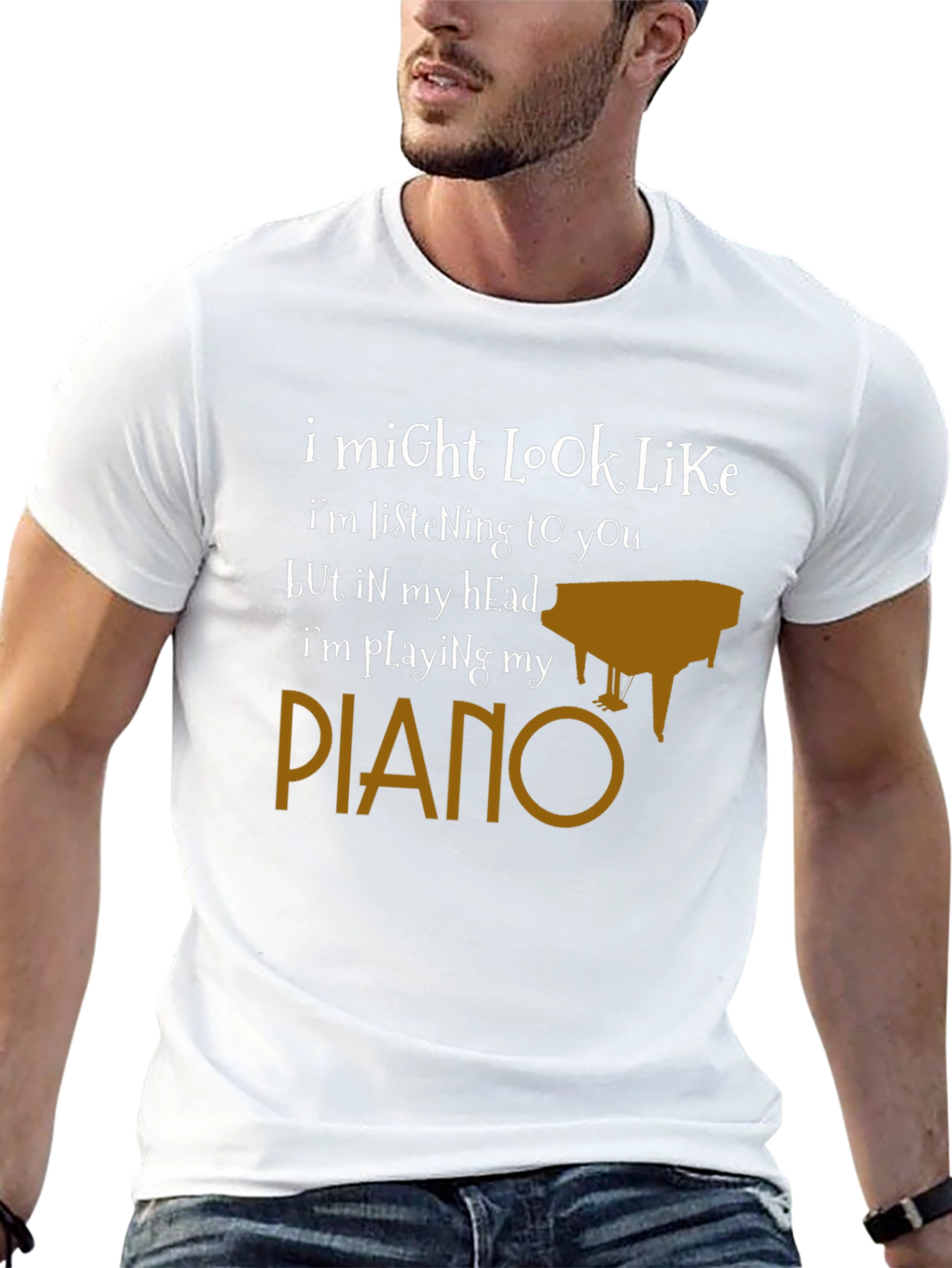 Black Funny Piano T-Shirt - I'm Playing My Piano view 13