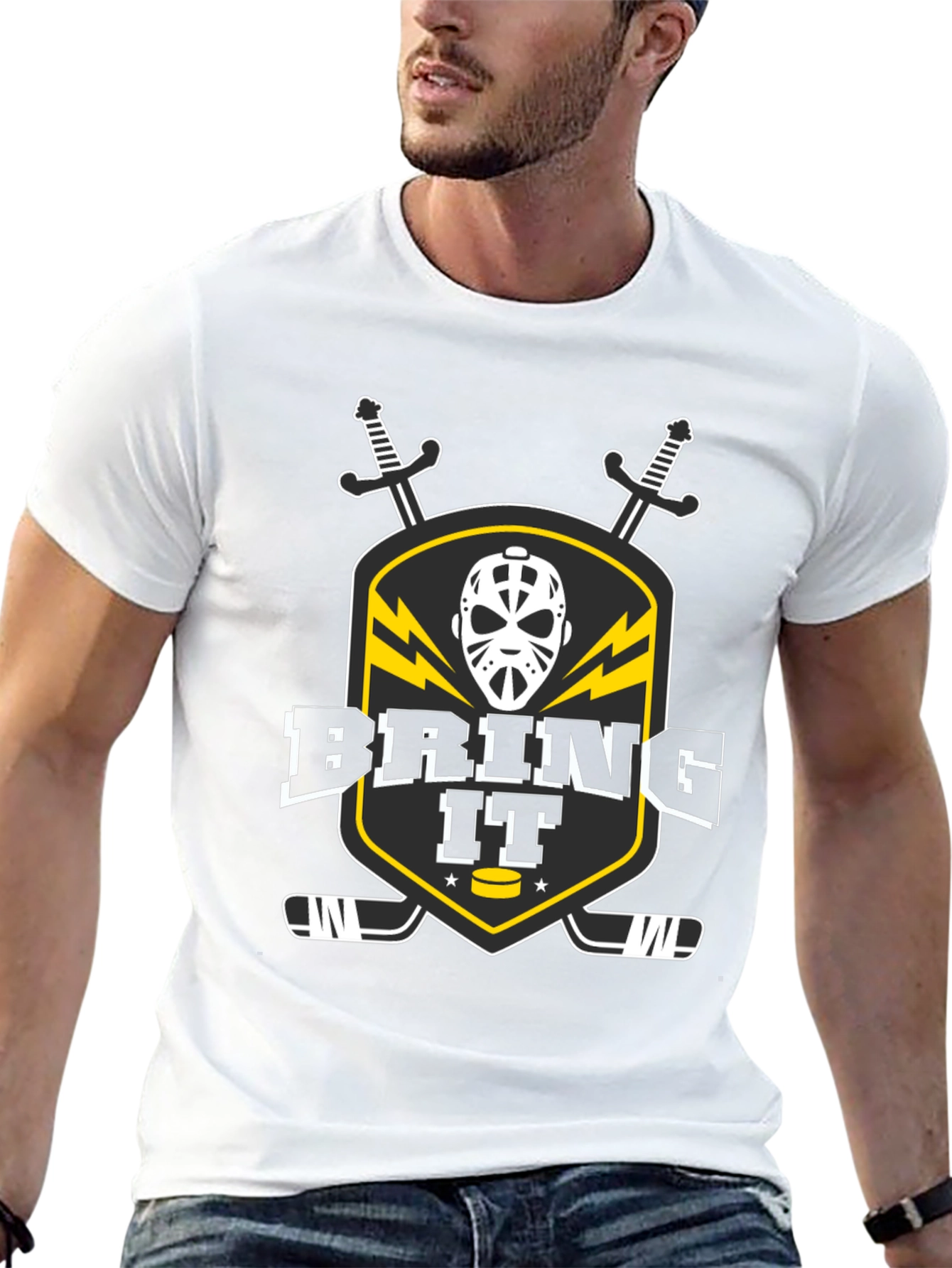 Black Bring It Hockey Graphic T-Shirt view 13