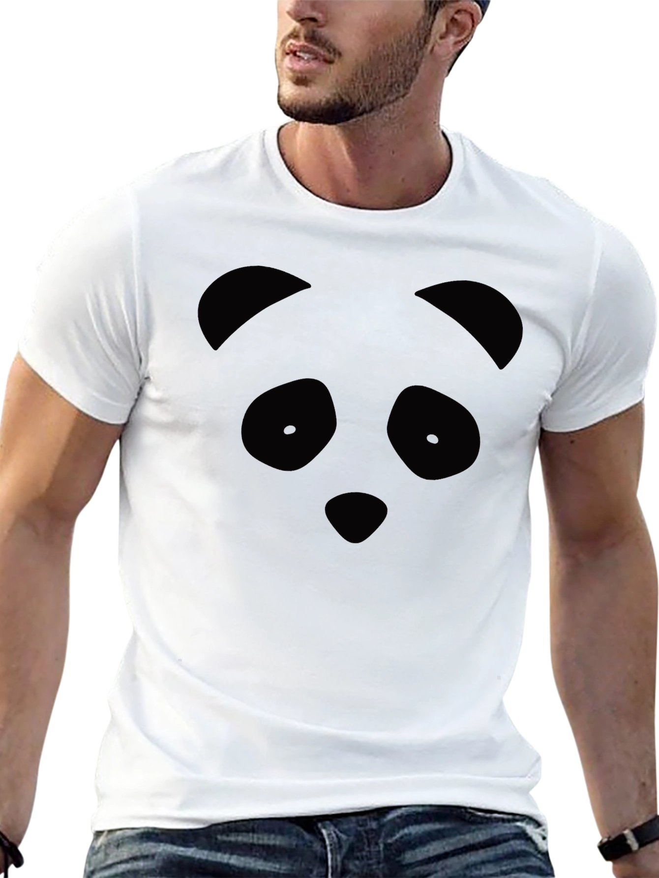 Black Panda Face Graphic Tee - Black Unisex T-Shirt view 13