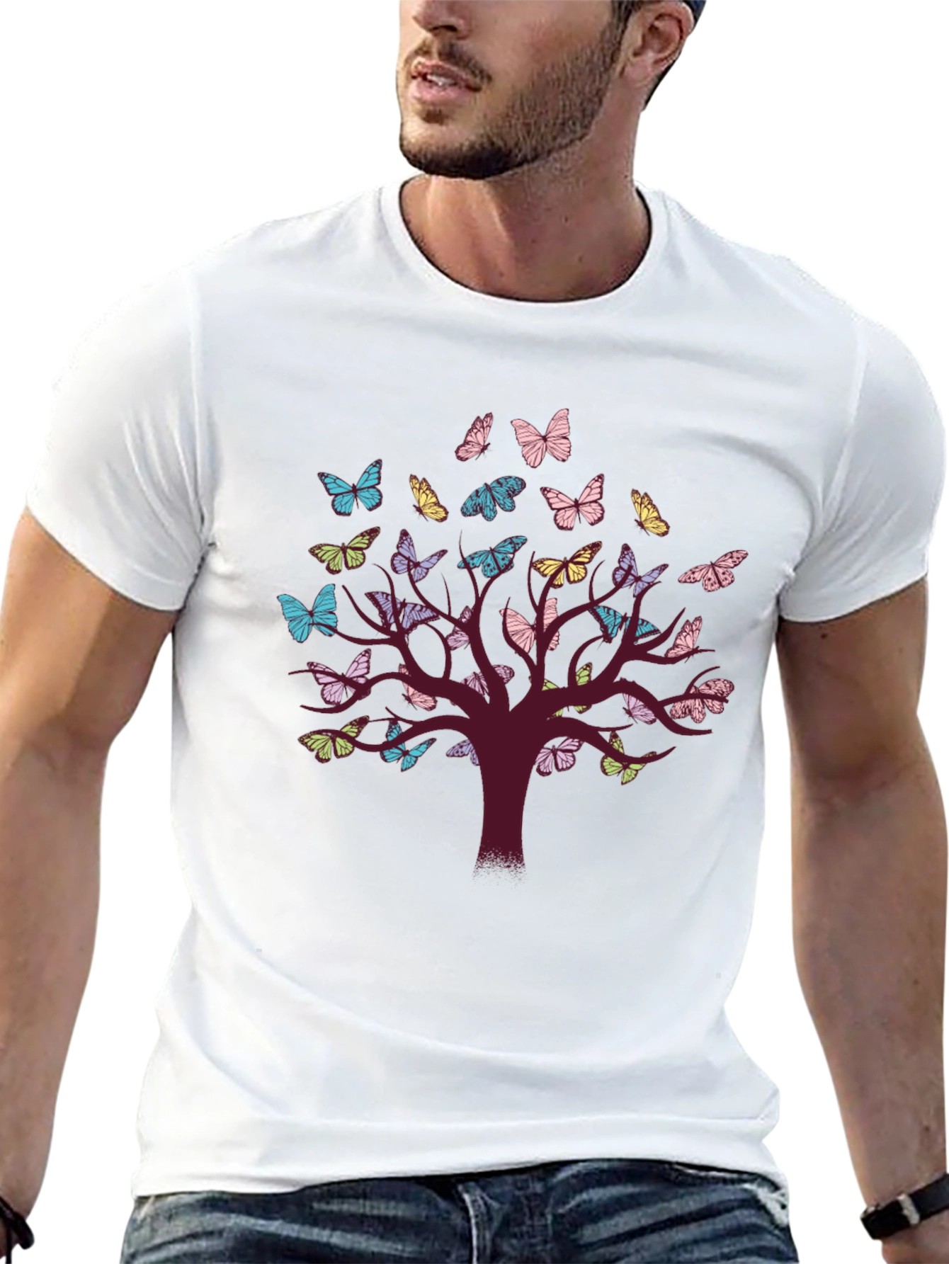 Black Butterfly Tree Graphic Tee - Nature Inspired Comfort view 13