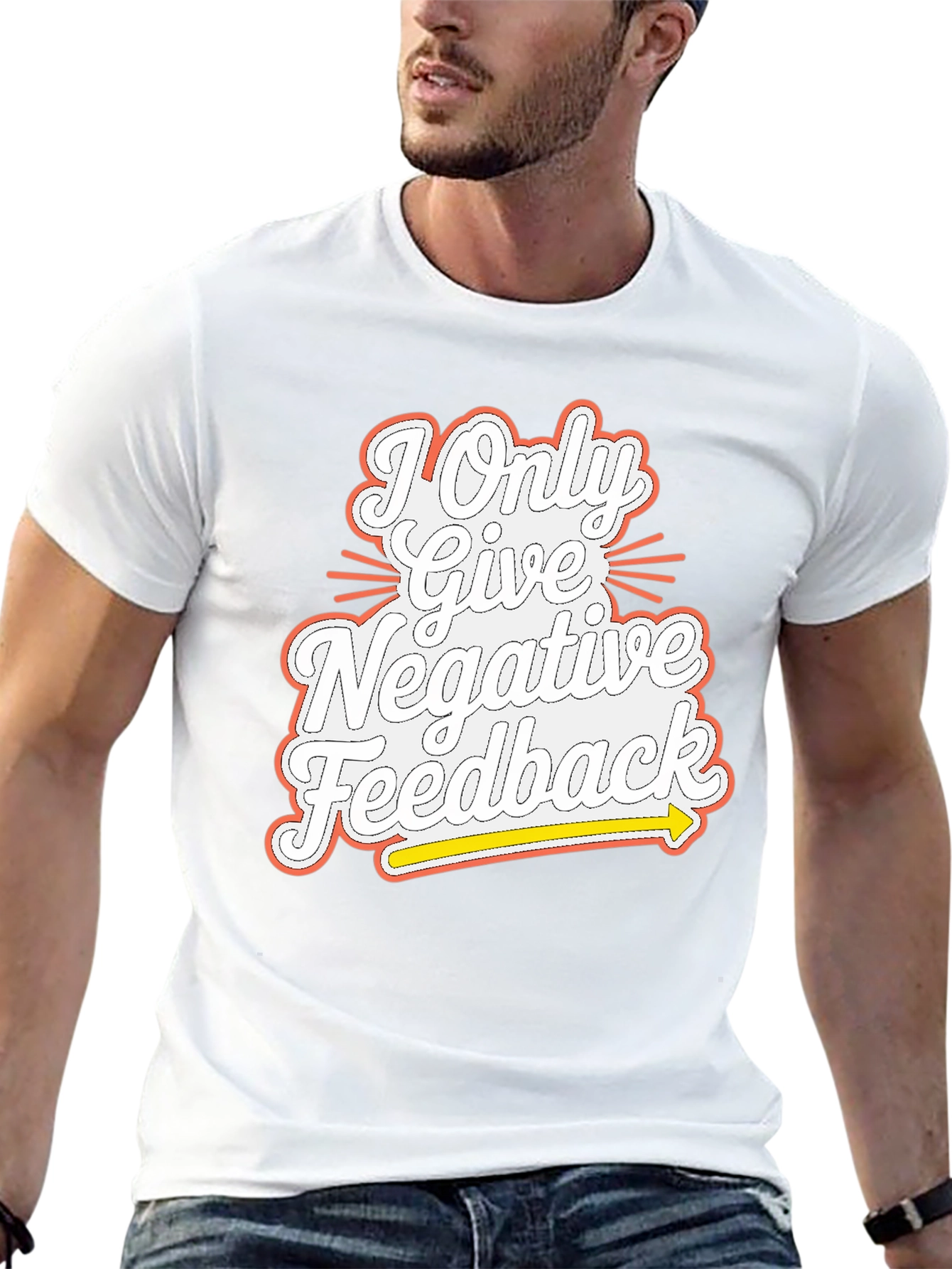 Black Negative Feedback Graphic Tee - Mens Funny T-Shirt view 13
