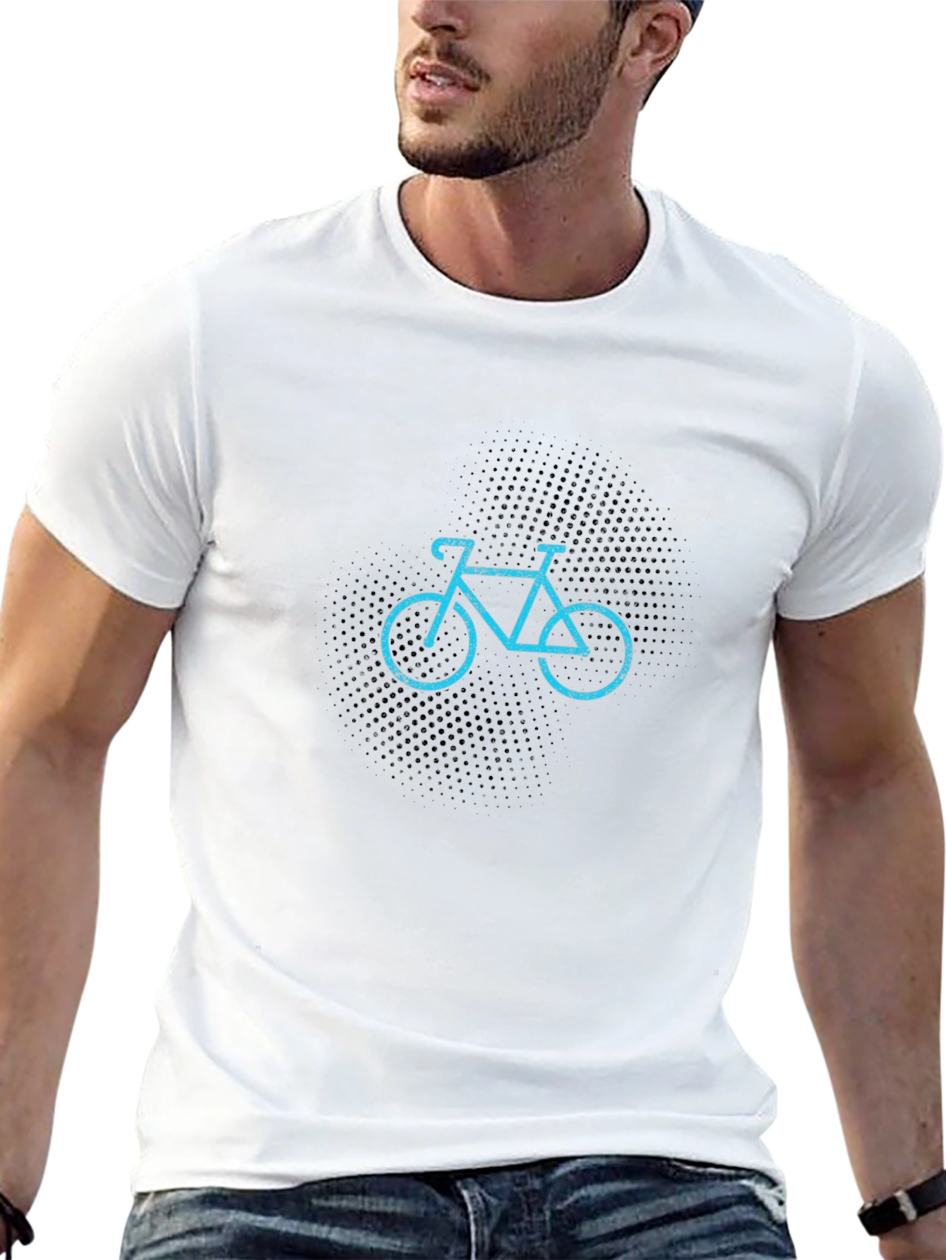 Black Cool Bicycle Graphic Print Men's Black T-Shirt view 13