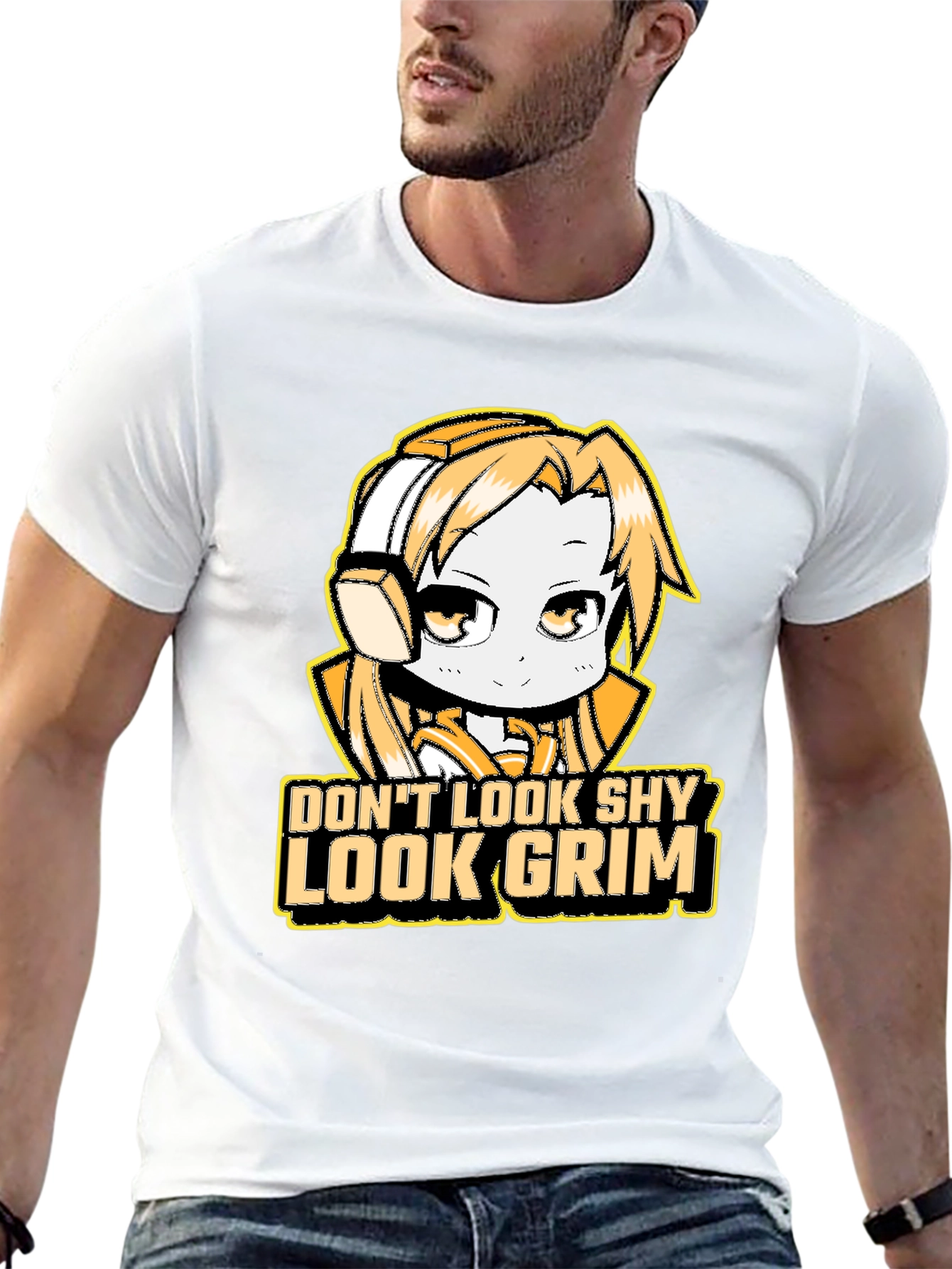 Black Don't Look Shy Look Grim Graphic T-Shirt view 13