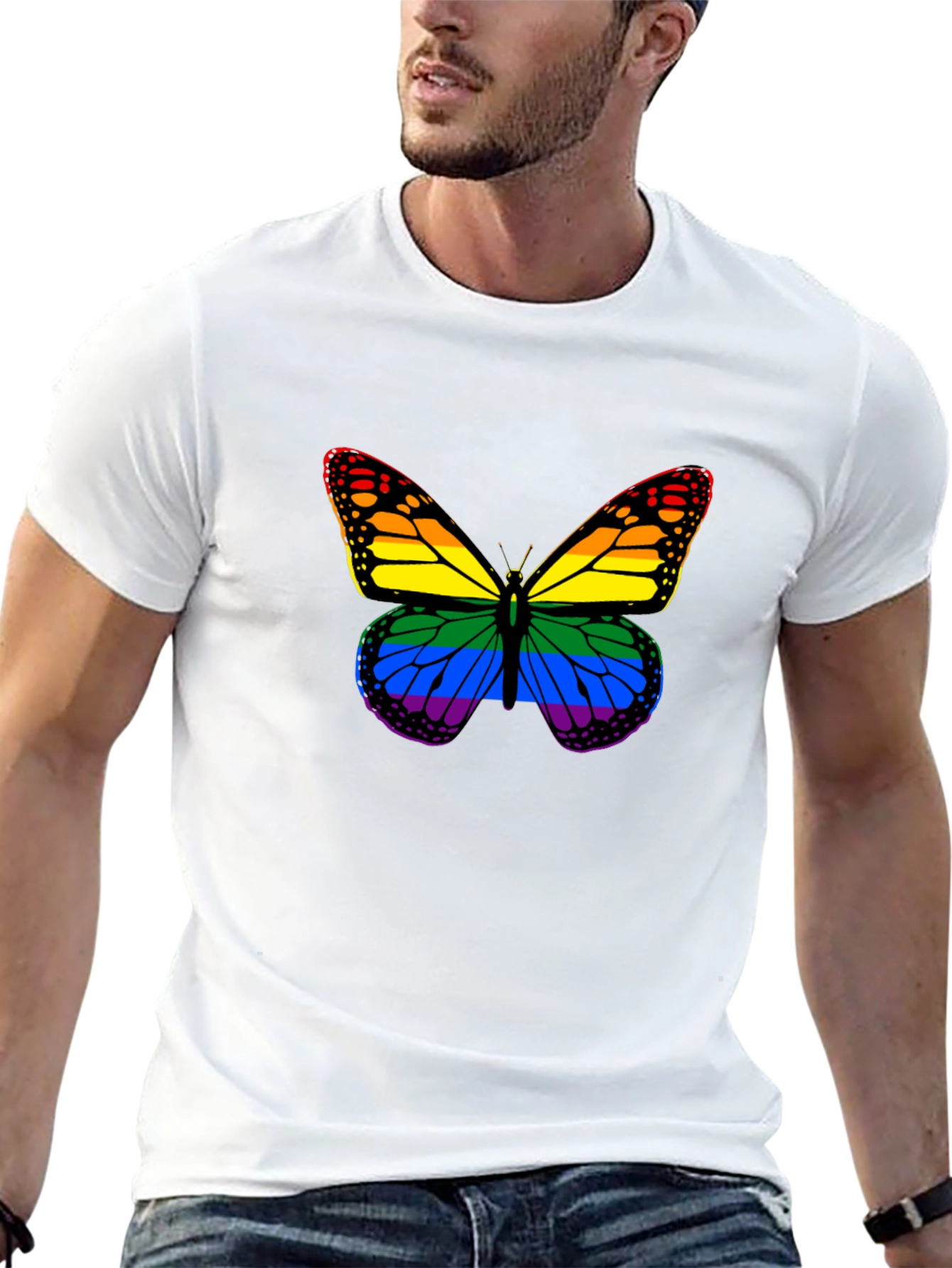 Black Rainbow Butterfly Graphic T-Shirt view 13