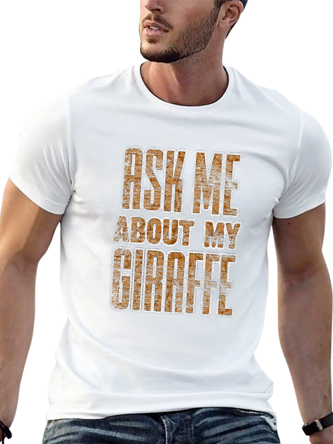 Black Ask Me About My Giraffe T-Shirt - Novelty Graphic Tee view 13