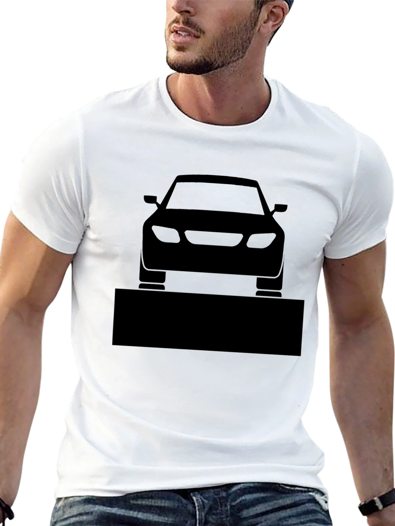 Black Men's Black Car Graphic T-Shirt view 13