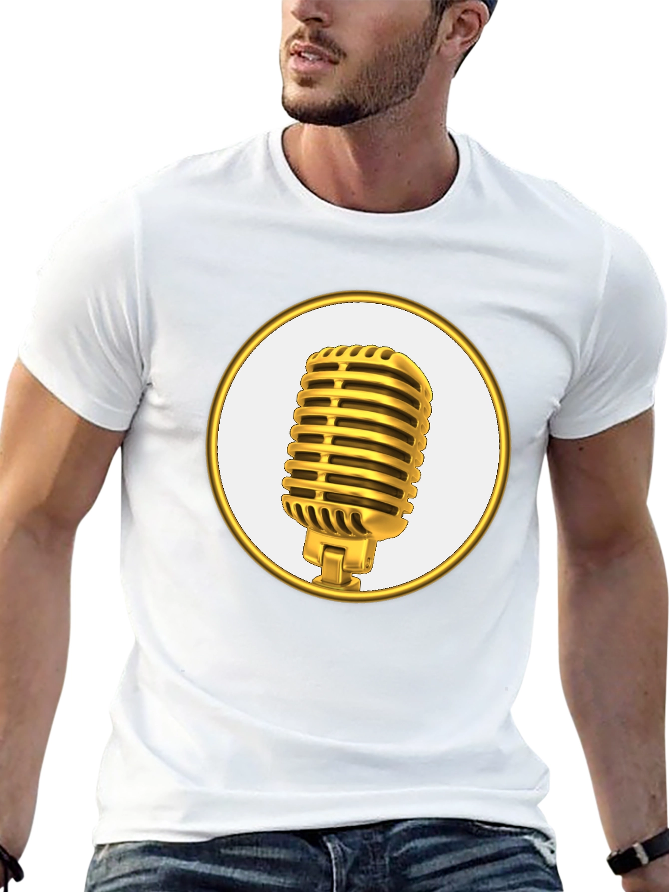 Black Retro Microphone Graphic Tee - Black Cotton Blend Shirt view 13