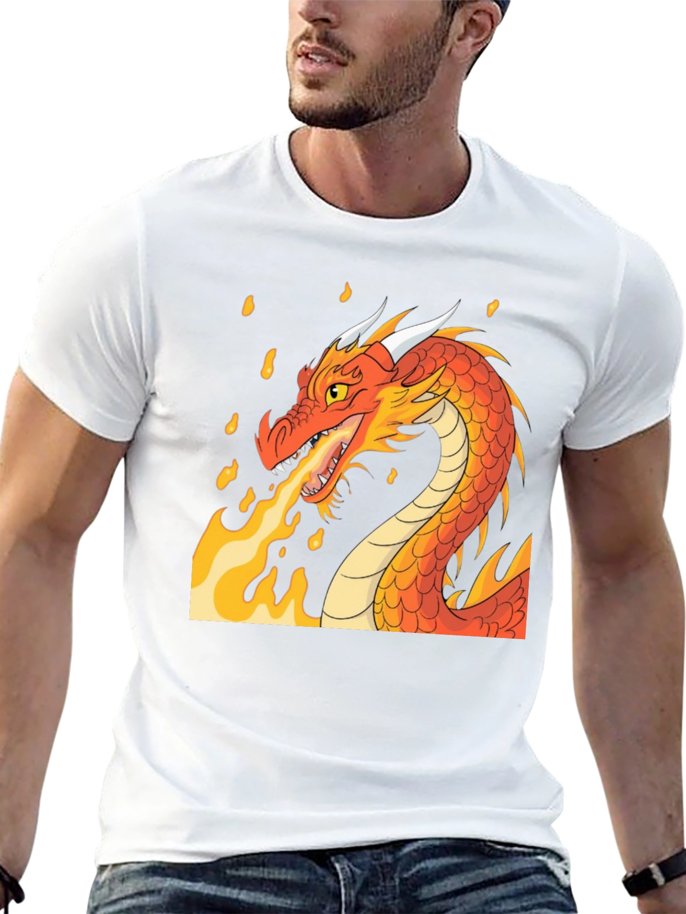 Black Fiery Dragon Graphic T-Shirt view 13