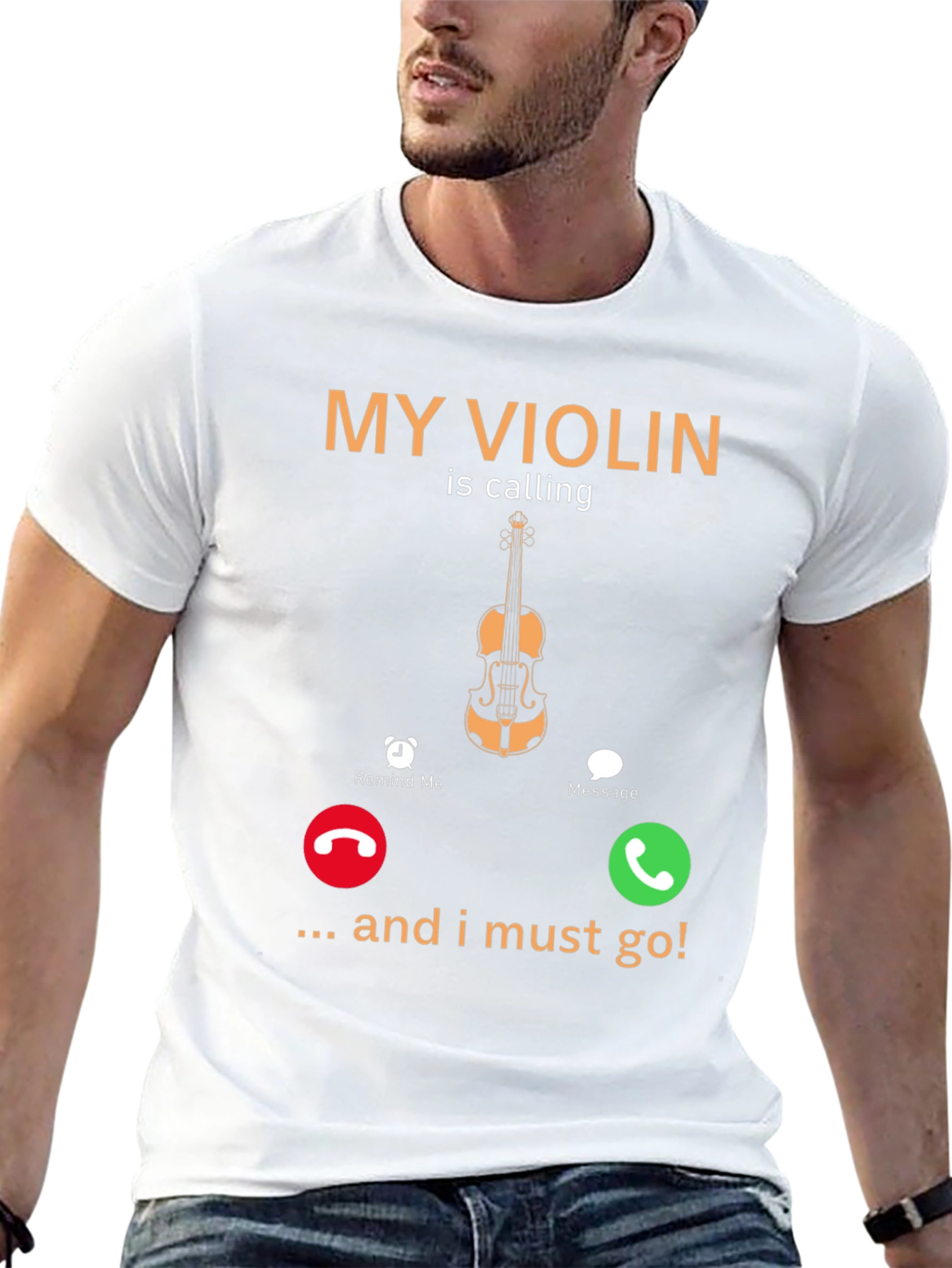 Black My Violin Is Calling Funny Music T-Shirt view 13
