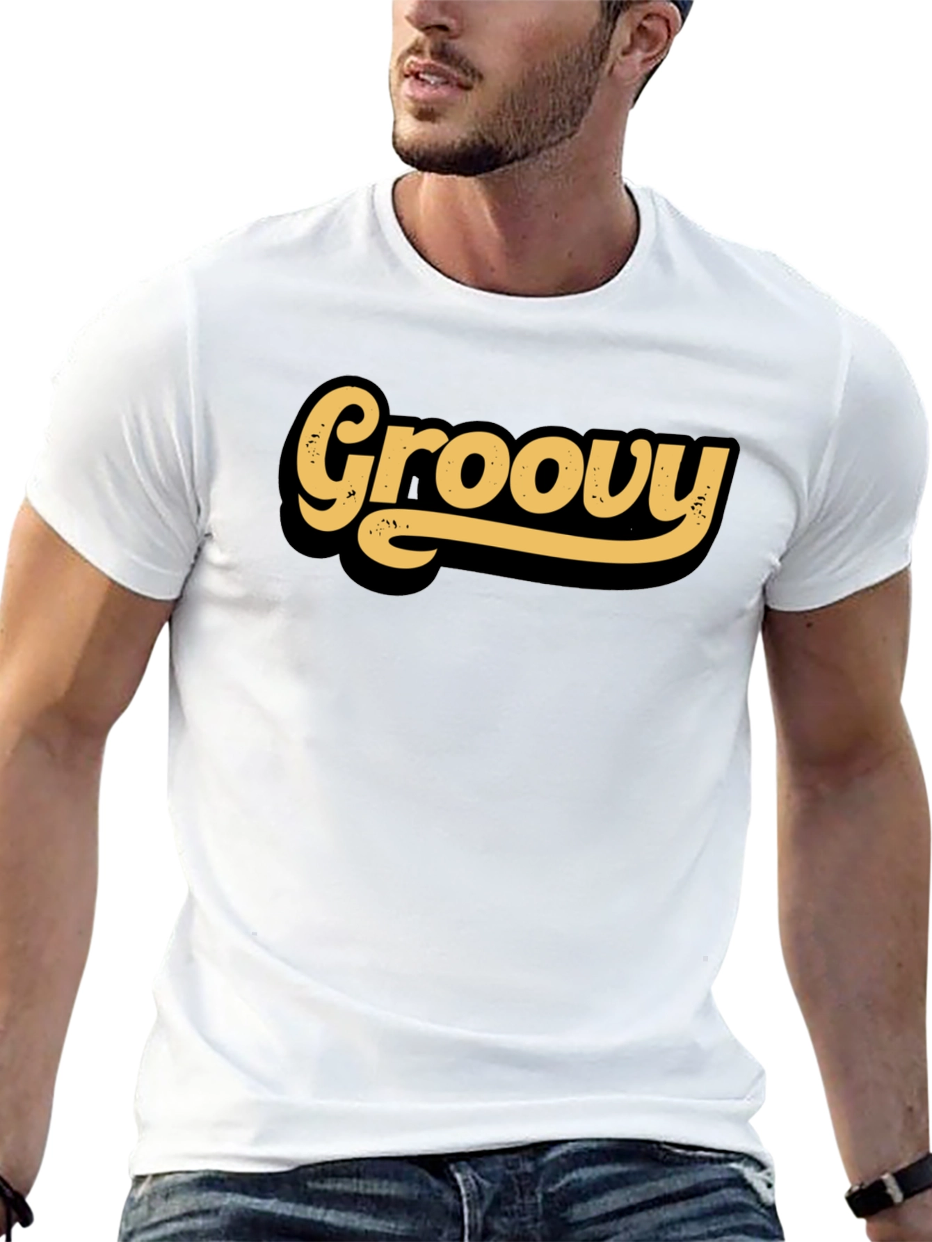Black Groovy Retro T-Shirt - Classic Design view 13